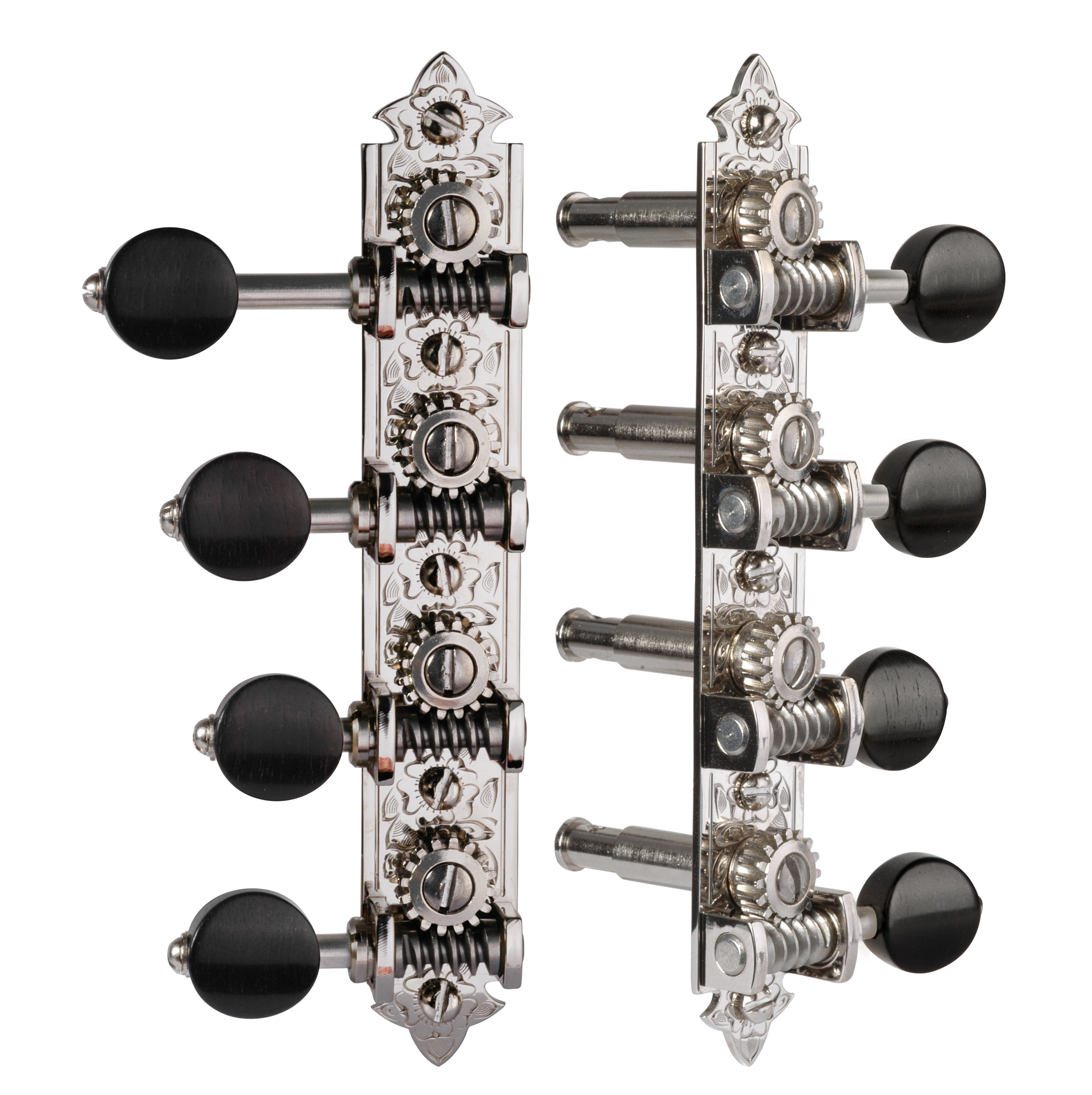 Machines Waverly Mandolin style F avec boutons en ébène, nickel brillant