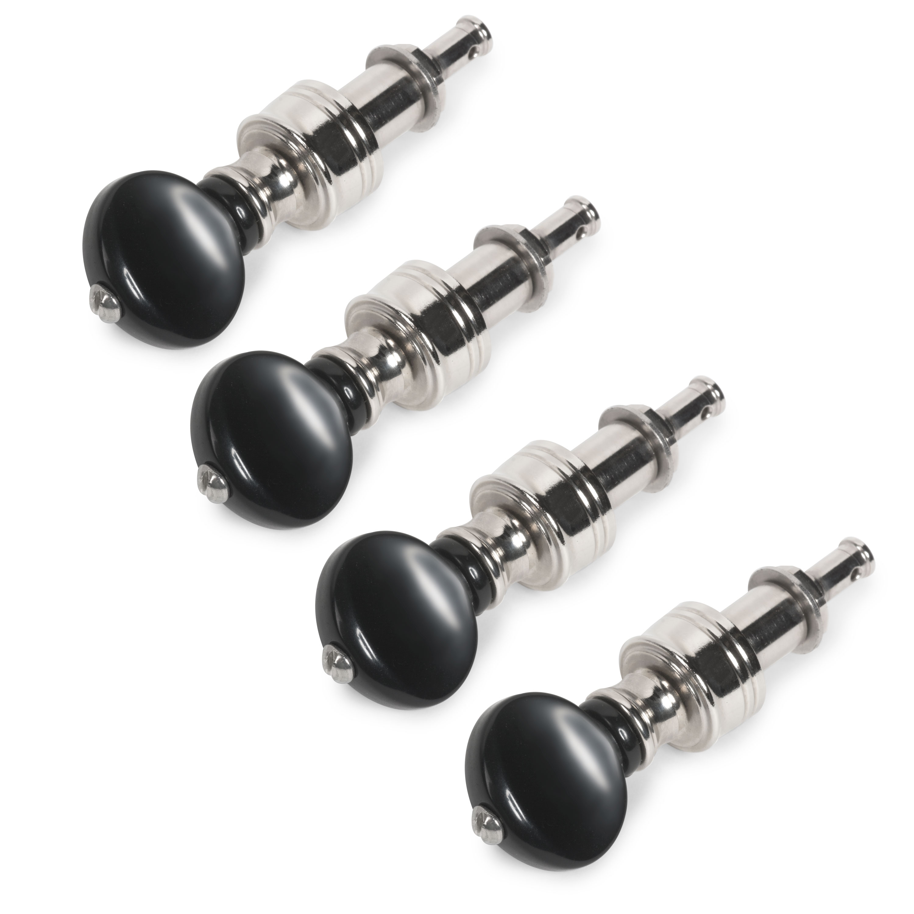 Piquets de réglage Rickard Cyclone High Ratio pour Banjo avec boutons noirs, lot de 4, nickel