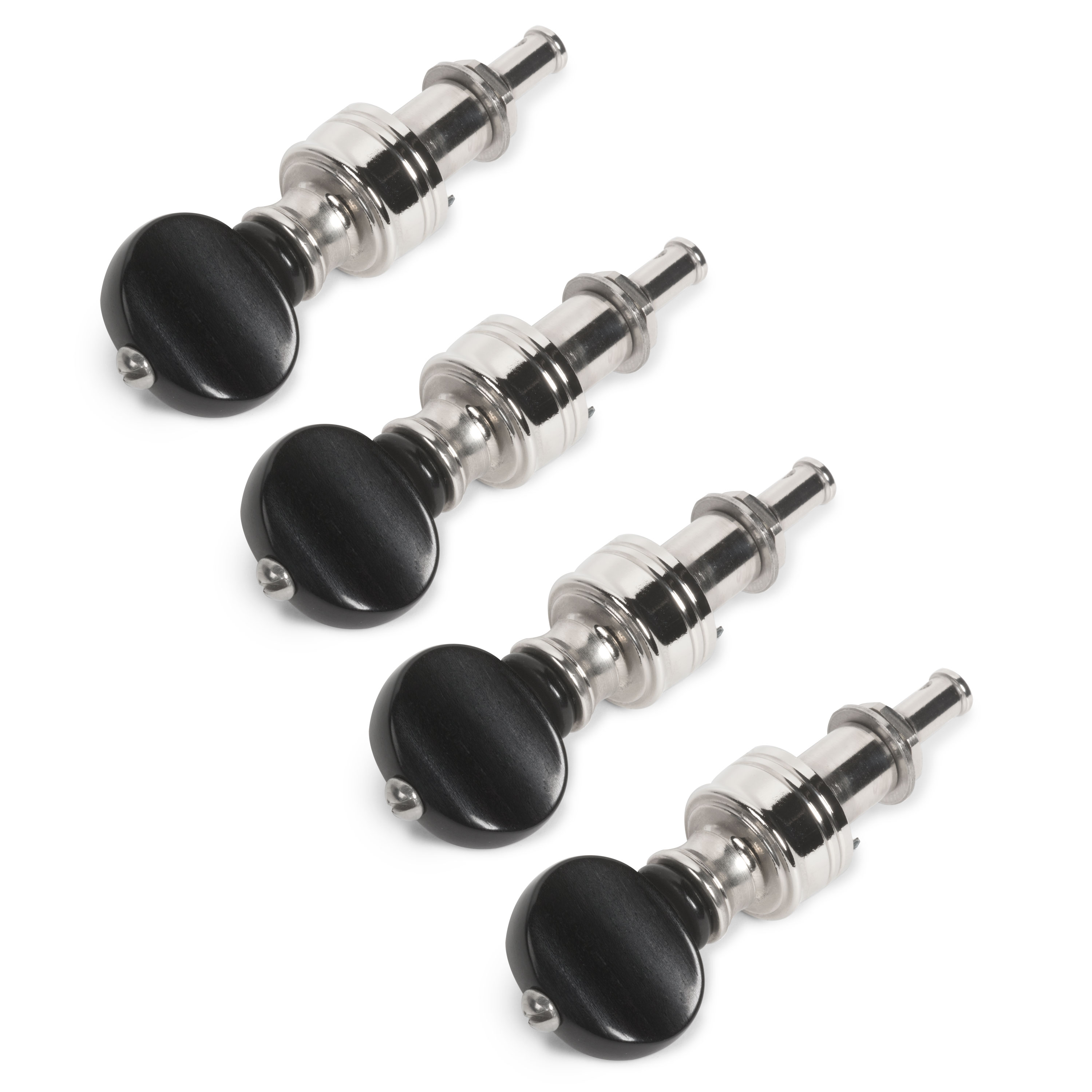 Piquets de réglage Rickard Cyclone High Ratio pour Banjo avec boutons en ébène, lot de 4, nickel