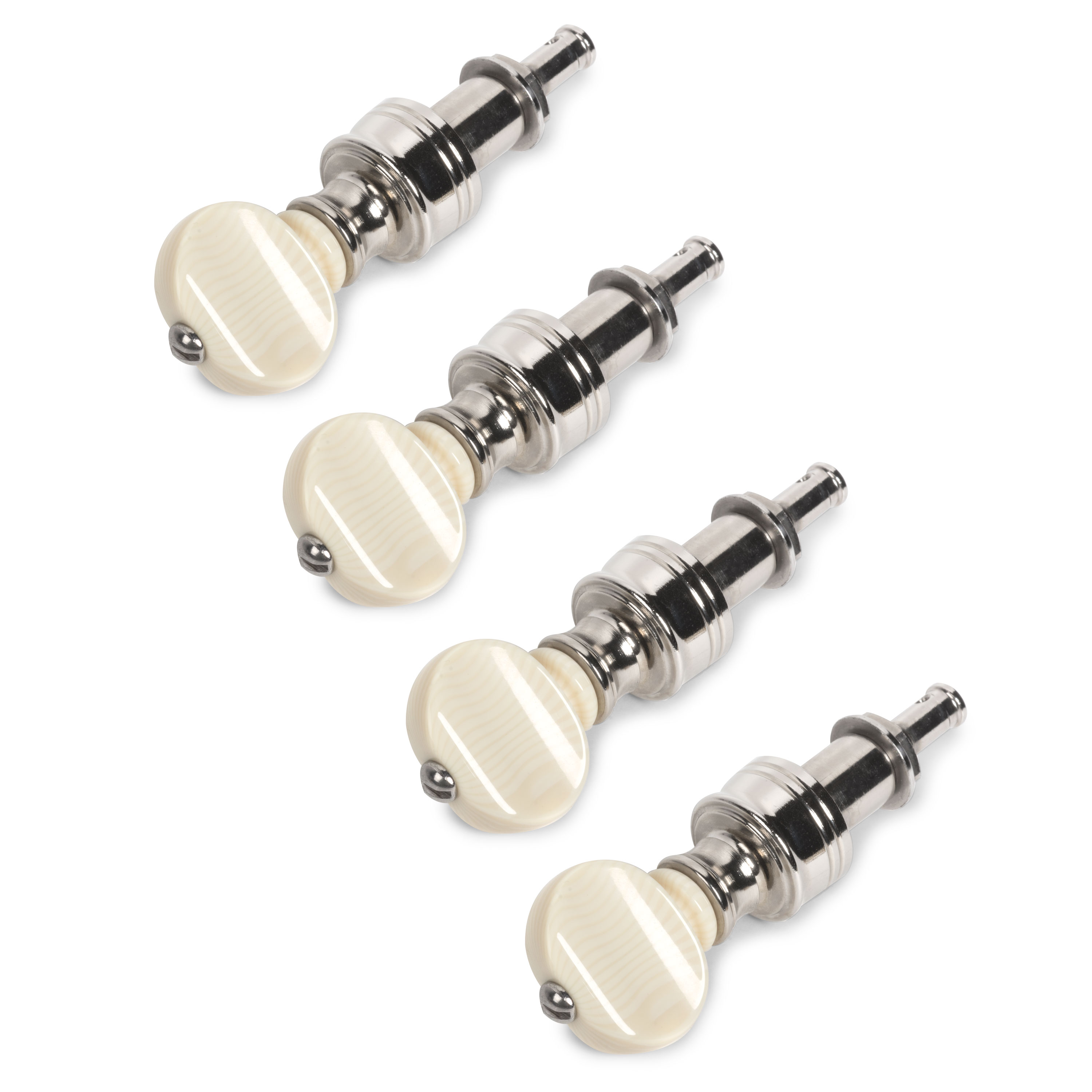 Piquets de réglage Rickard Cyclone High Ratio pour Banjo avec boutons ivoroïdes, lot de 4, nickel