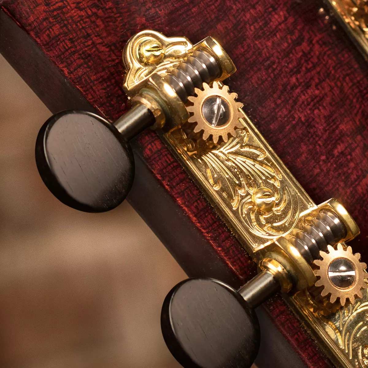 Tuners de guitare Waverly 3-On-Plate avec boutons en ébène pour têtes de cheville pleines Tuners de guitare Waverly 3-On-Plate avec boutons en ébène pour têtes de cheville pleines