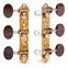 Tuners à guitare classiques Sloane avec boutons en bois de serpent et embases en feuilles, laiton brillant, rouleaux blancs Tuners à guitare classiques Sloane avec boutons en bois de serpent et embases en feuilles, laiton brillant, rouleaux blancs