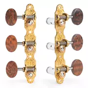 Tuners à guitare classiques Sloane avec boutons amourette et embases déco, laiton brillant, rouleaux blancs