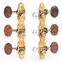 Tuners à guitare classiques Sloane avec boutons en bois de serpent et embases déco, laiton brillant, rouleaux blancs Tuners à guitare classiques Sloane avec boutons en bois de serpent et embases déco, laiton brillant, rouleaux blancs