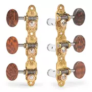 Tuners à guitare classiques Sloane avec boutons amourette et plaques de base florales, laiton brillant, rouleaux blancs