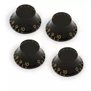 Boutons GuitarSlinger Aged Top Hat Bell, lot de 4, Noir vieilli