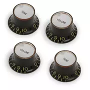 Boutons réfléchissants GuitarSlinger Aged Top Hat Bell, lot de 4, noir vieilli
