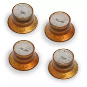 Boutons réfléchissants GuitarSlinger Aged Top Hat Bell, lot de 4, or vieilli