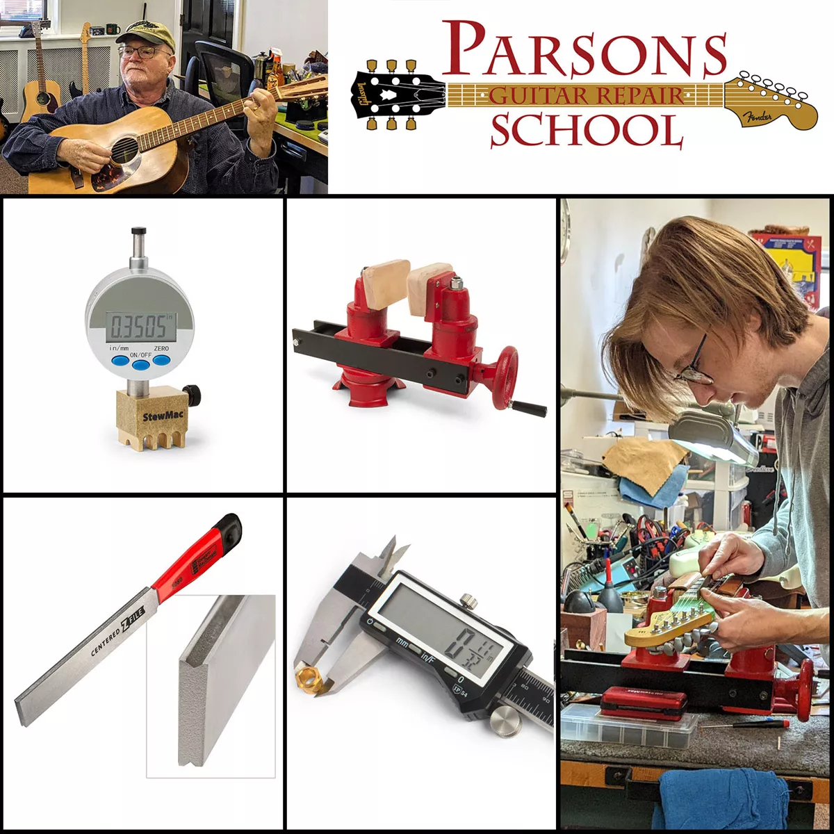 Liste d’outils pour l’école de réparation de la guitare de Parsons Liste d’outils pour l’école de réparation de la guitare de Parsons
