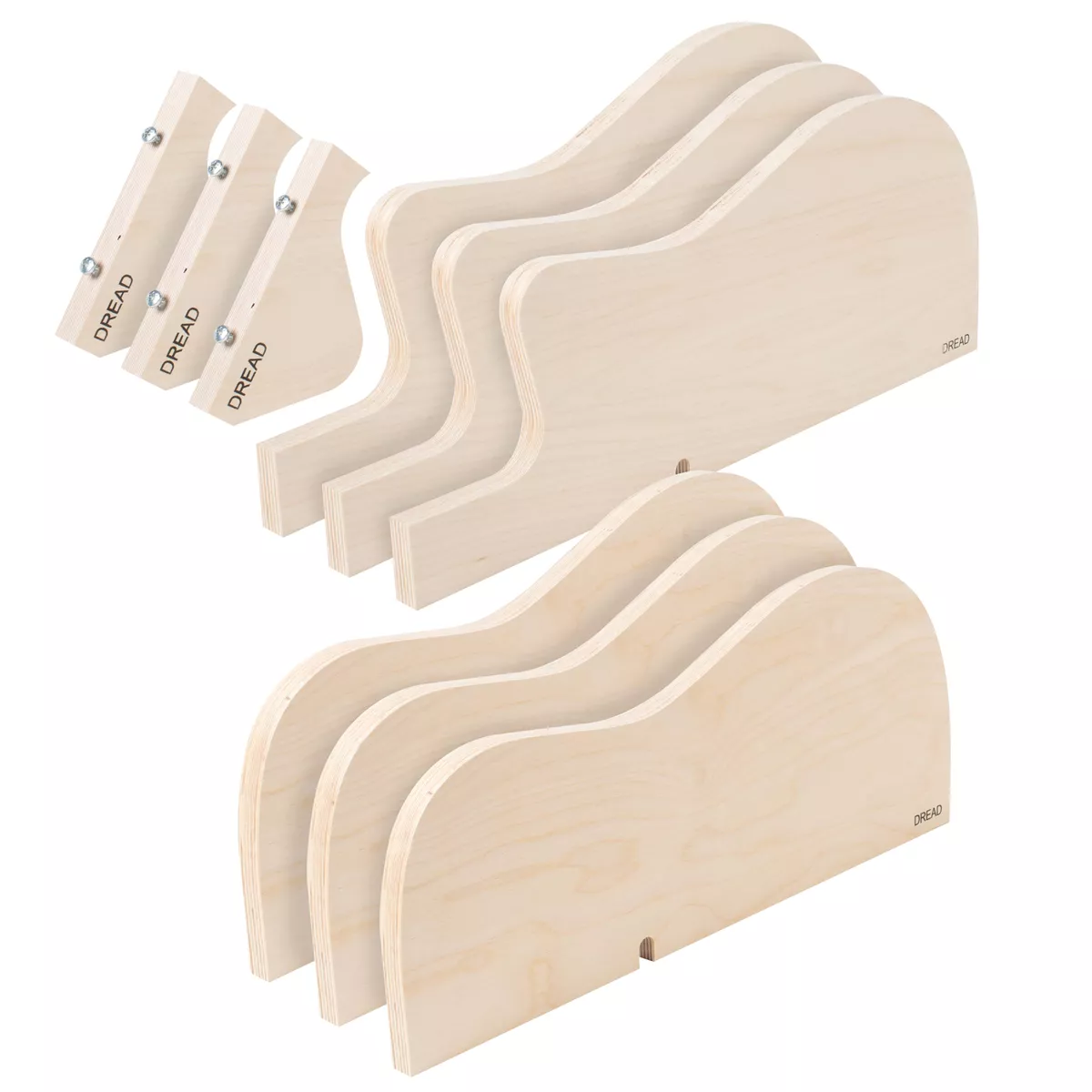 Formes de cintrage pour cintreuse des éclisses de guitare acoustique Formes de cintrage pour cintreuse des éclisses de guitare acoustique