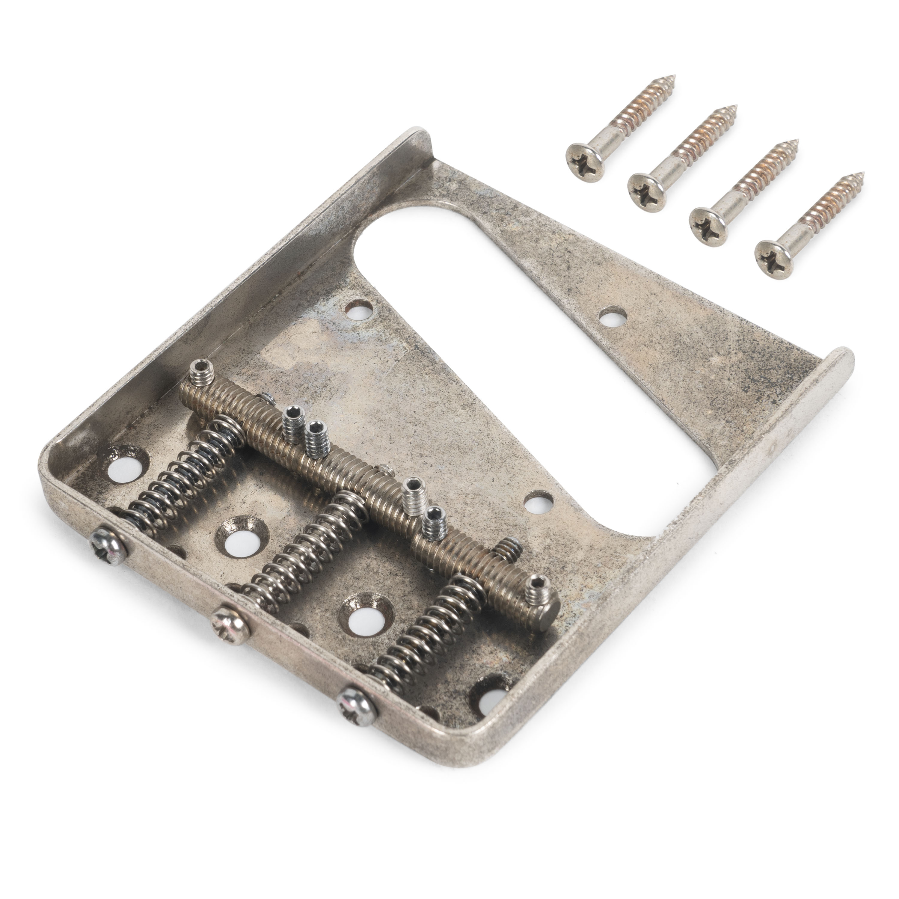 Chevalet GuitarSlinger pour Telecaster avec pontets à tige filetée vieilli stabilisé par réfrigération Chevalet GuitarSlinger pour Telecaster avec pontets à tige filetée vieilli stabilisé par réfrigération
