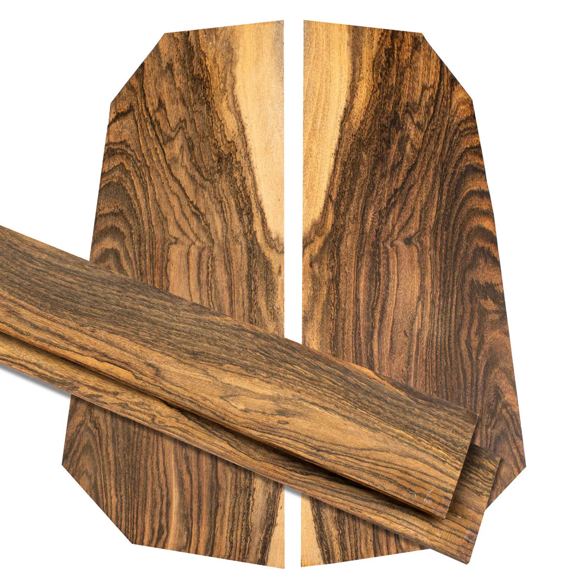 Fond + Paire d’éclisses en bocoté pour ukulélé Fond + Paire d’éclisses en bocoté pour ukulélé