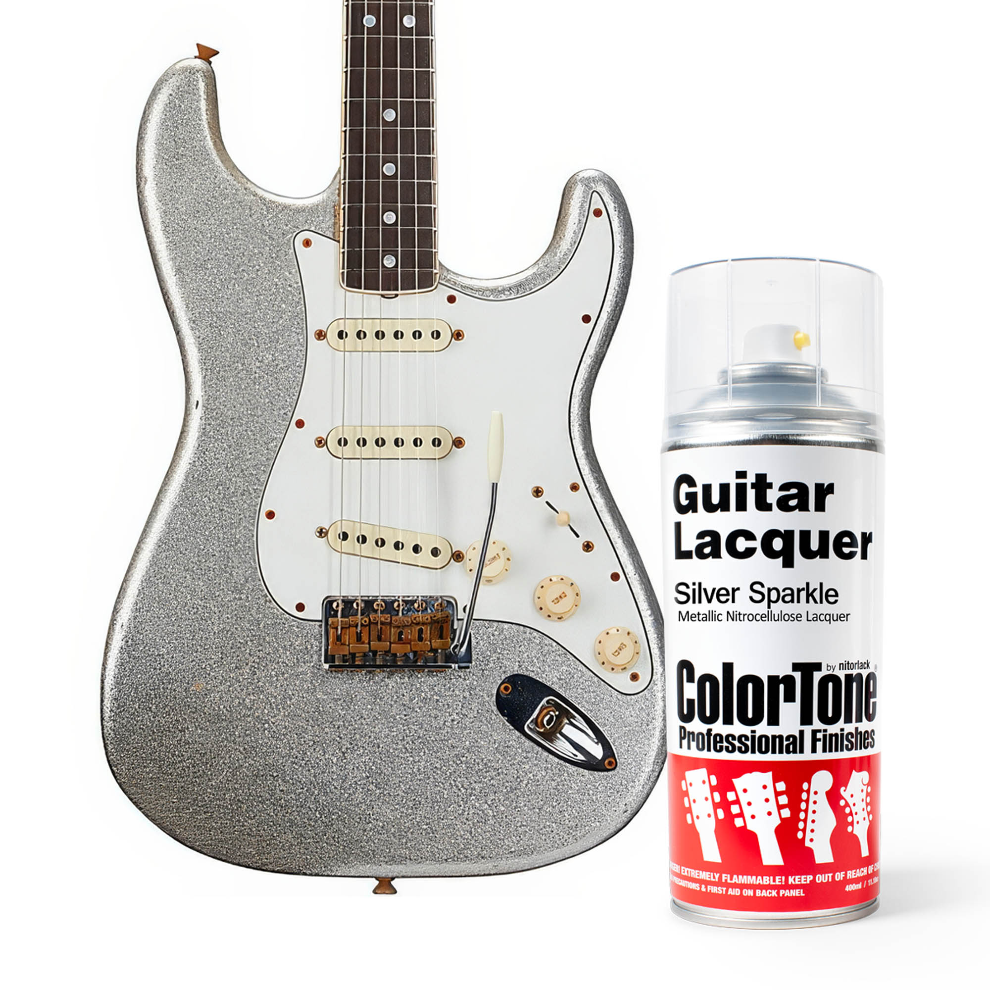 Laque ColorTone en aérosol pour guitares, Silver Sparkle