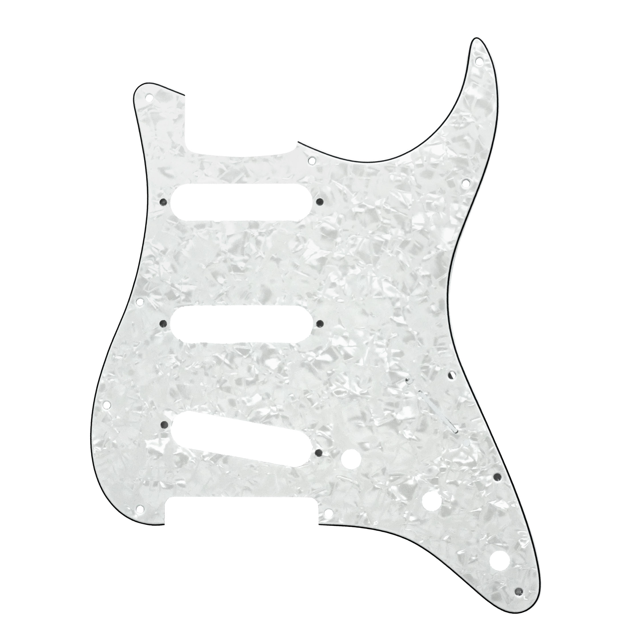 StewMac Pickguard for Strat, 4-ply, White Pearl