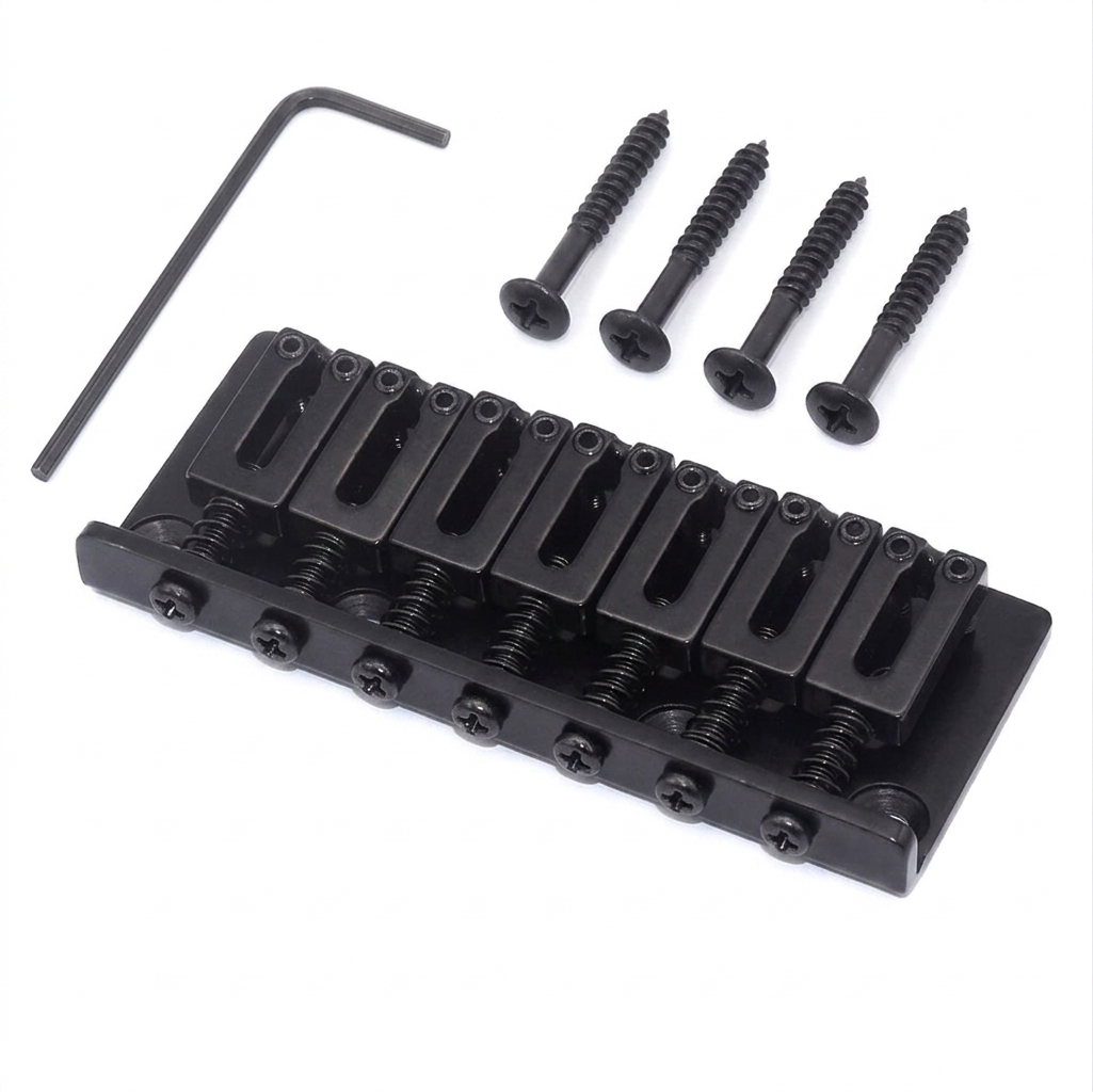 StewMac 7-String Hardtail Bridge, 10.5 mm Spacing, Black