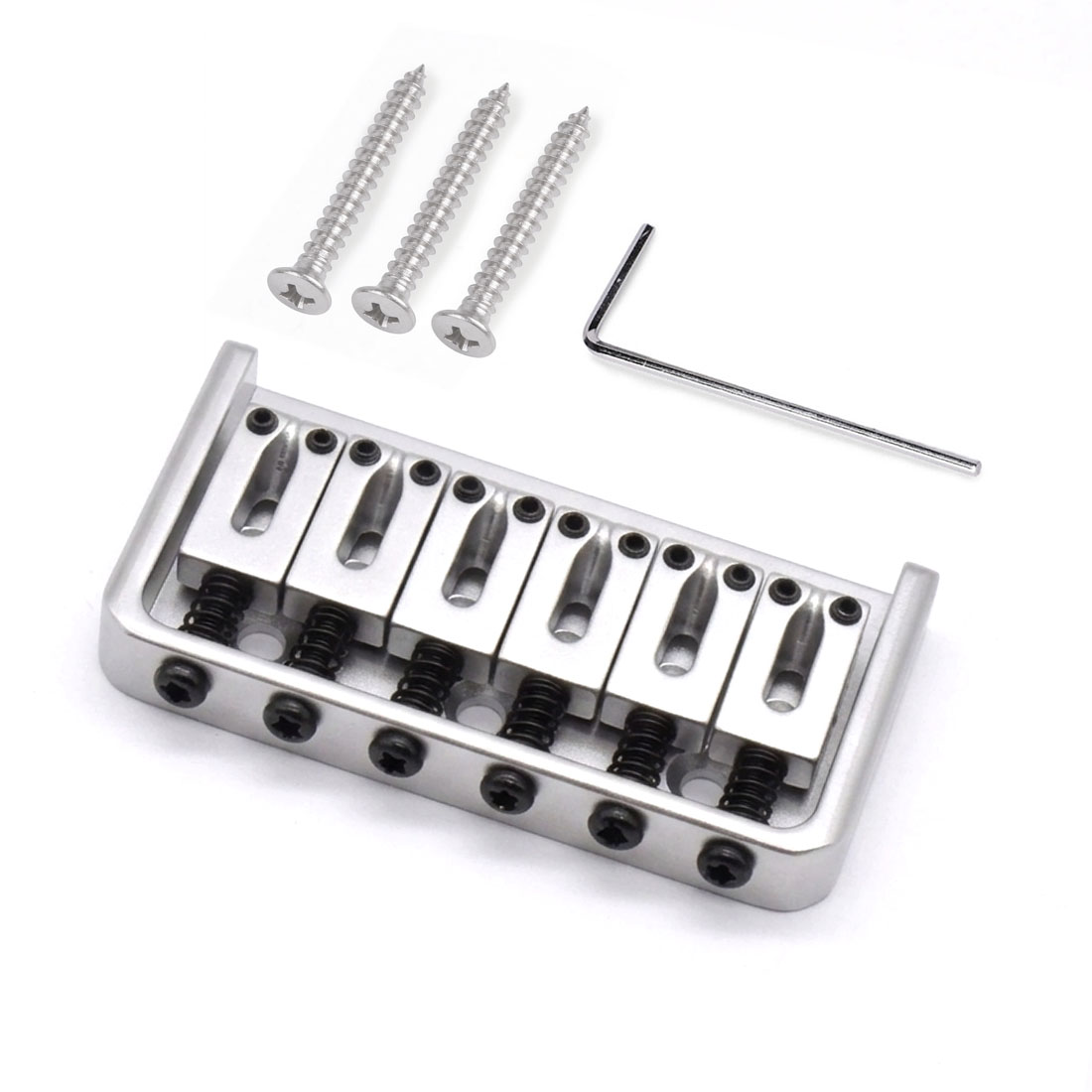 Pont semi-Hardtail StewMac à 6 cordes, Corde à travers le corps, Satin Chrome 6-String