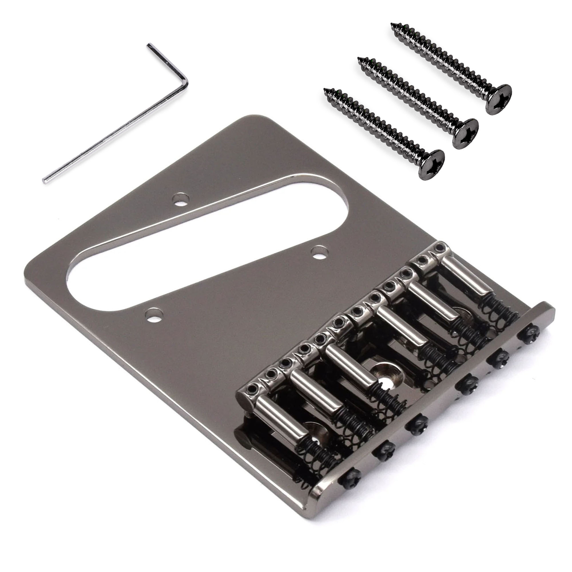 Pont StewMac 6-Saddle pour Tele, Nickel Noir