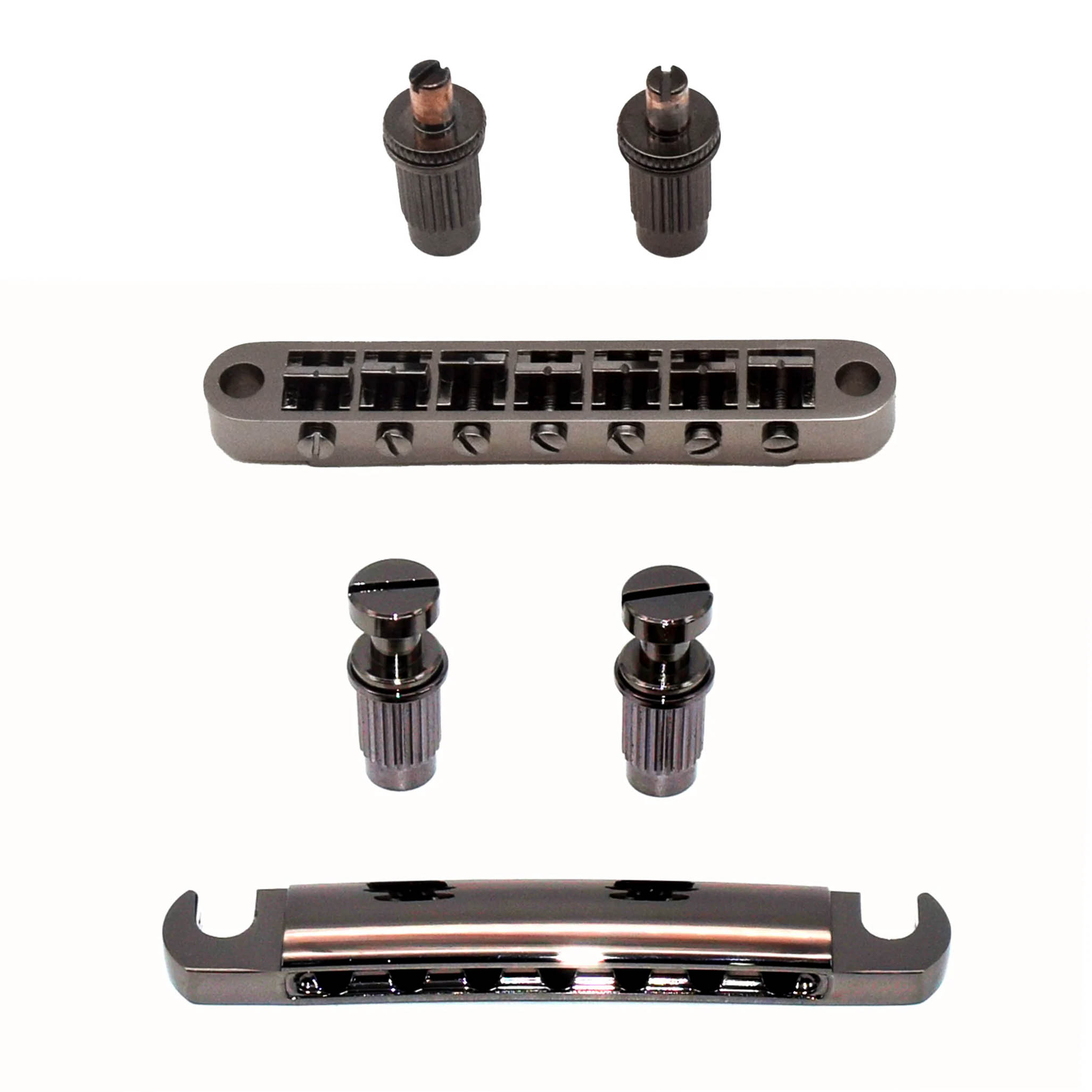 Pont et pièce arrière StewMac Tune-o-matic 7-String, nickel noir