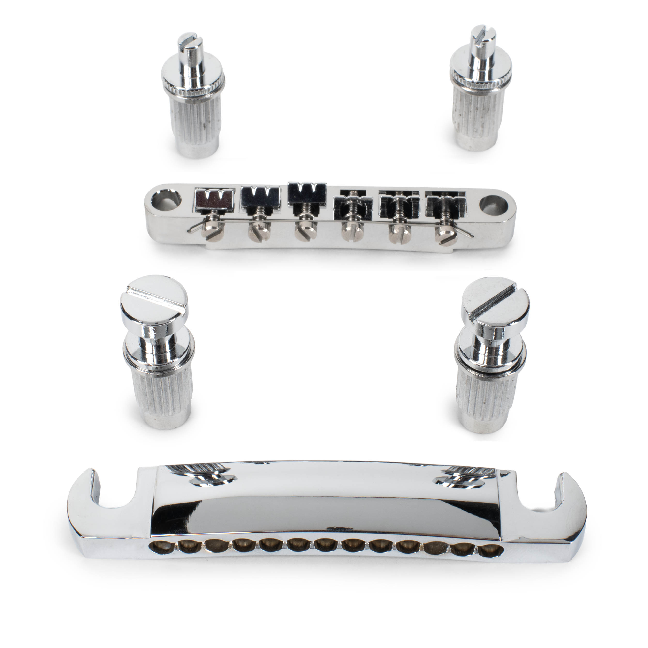 Pont et pièce arrière StewMac Tune-o-matic 12-String, chrome