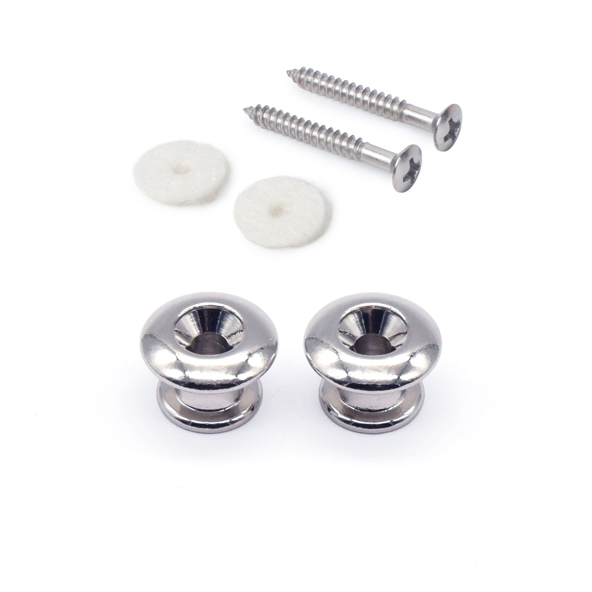 Boutons de sangle StewMac, chrome, jeu de 2