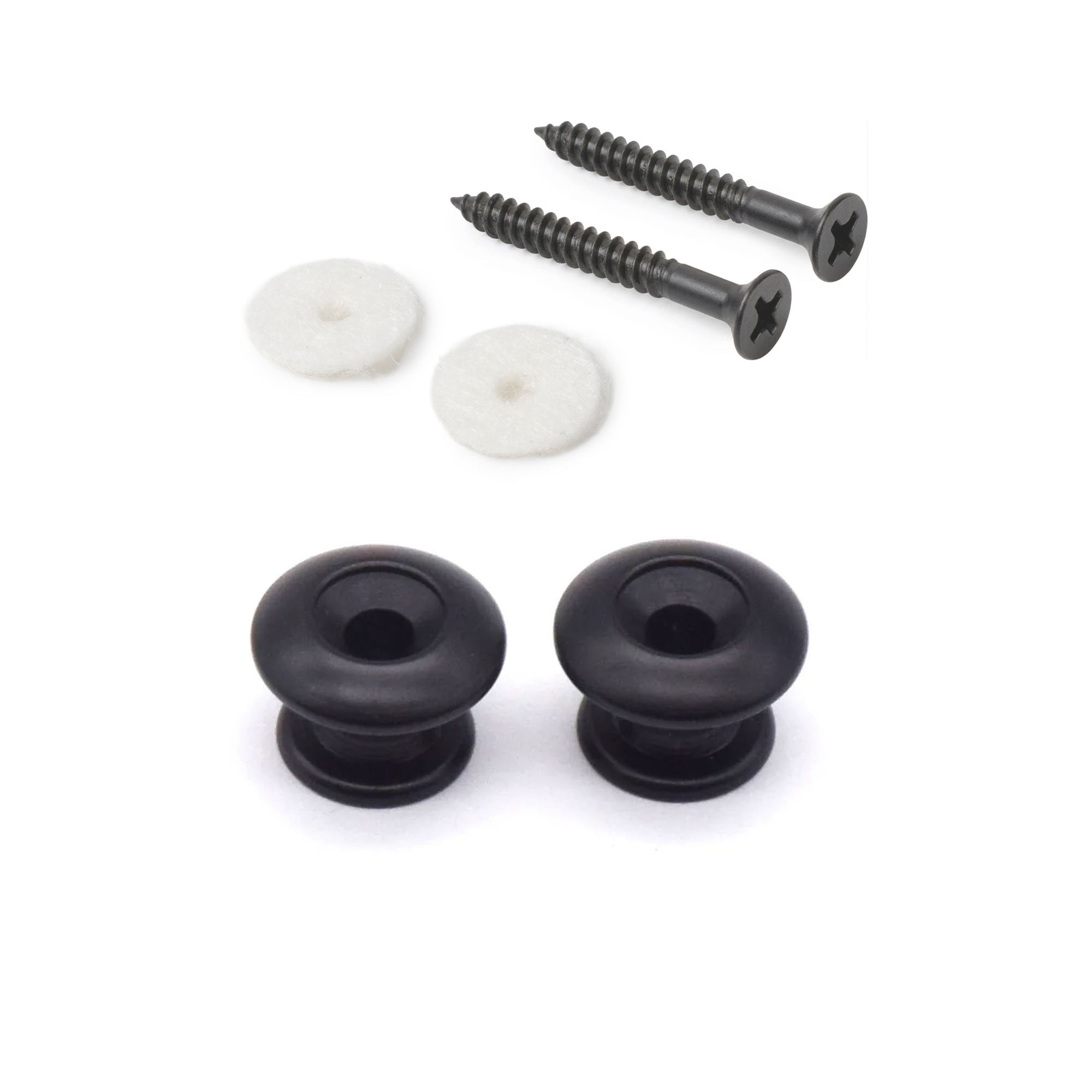Boutons de sangle StewMac, noir, lot de 2