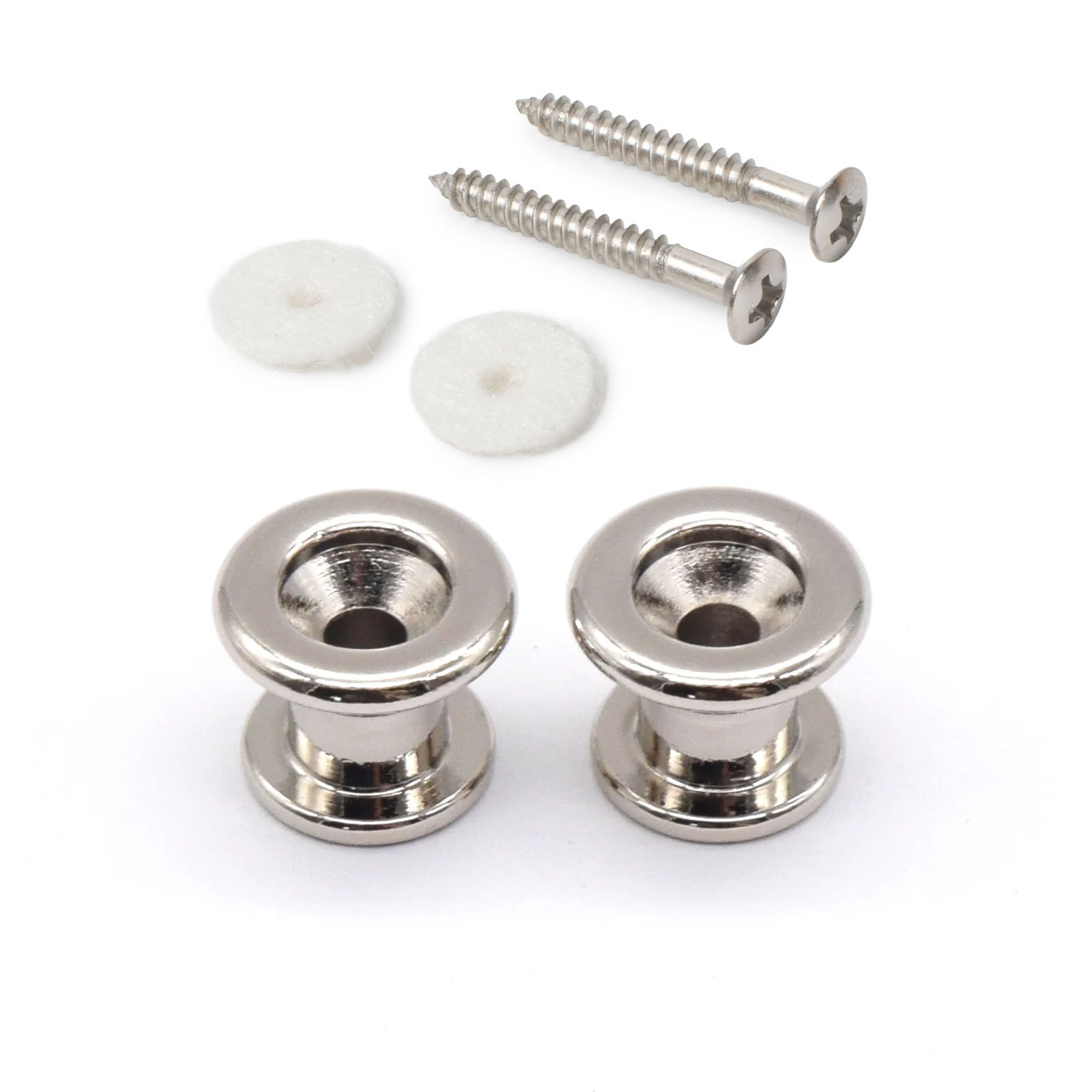 Boutons StewMac Long Strap, Nickel, Jeu de 2