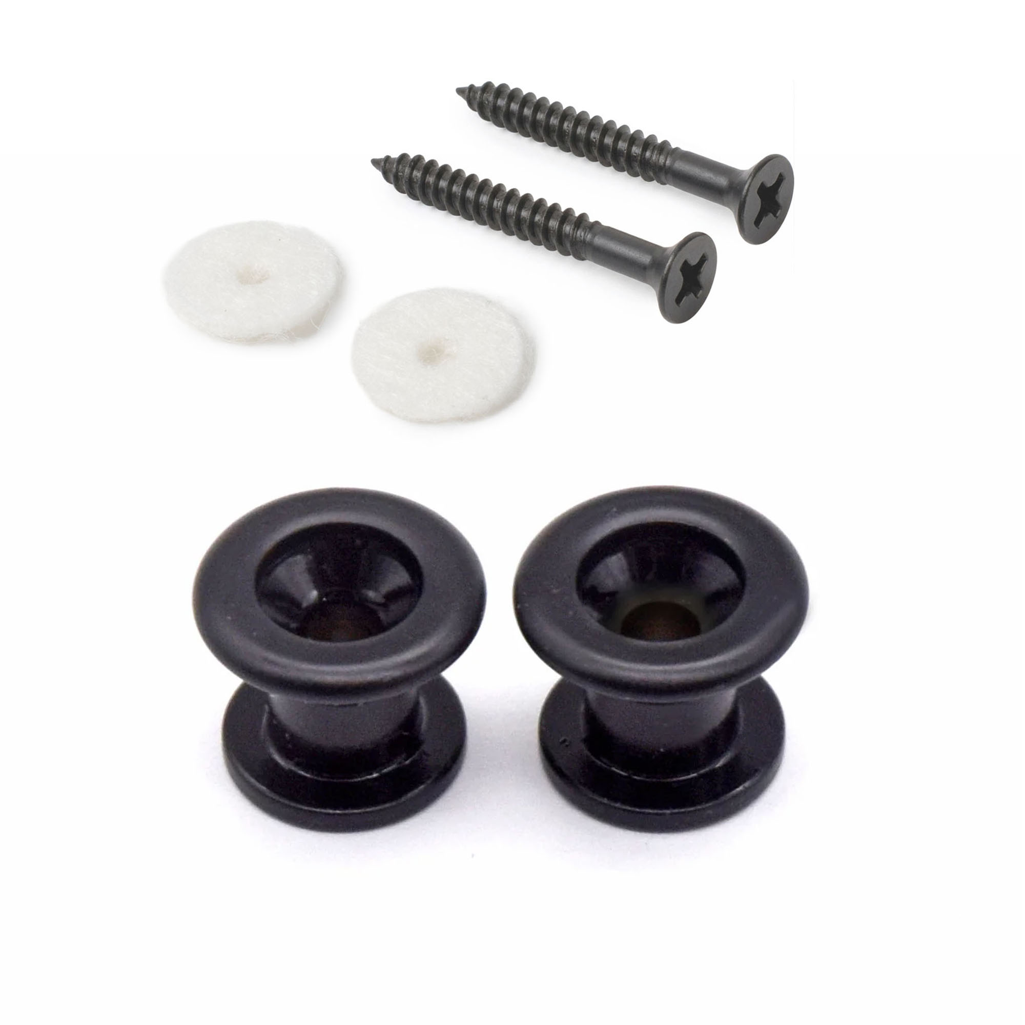 Boutons StewMac Long Strap, Noir, Lot de 2