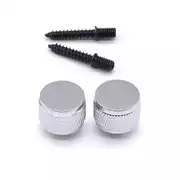 Boutons de lanière moletée StewMac, Chrome, lot de 2