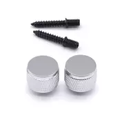 Boutons de lanière moletée StewMac, Chrome, lot de 2