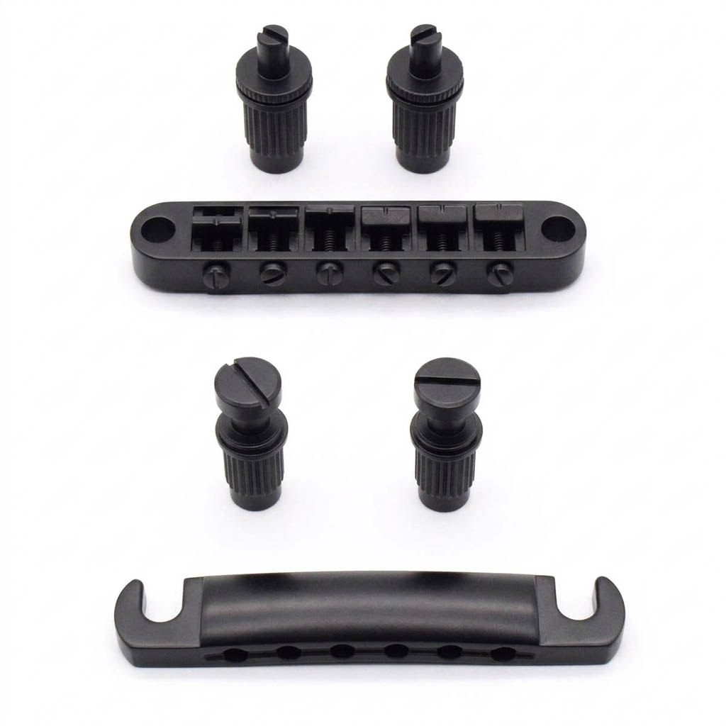 Pont et pièce arrière StewMac Tune-o-matic, Noir satiné