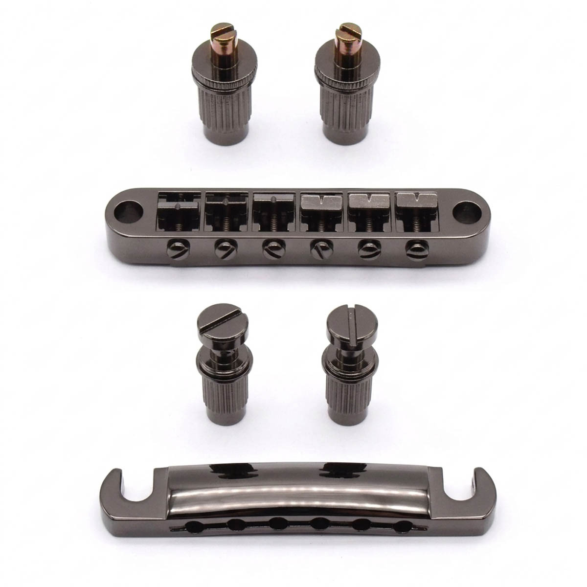 Pont et queue StewMac Tune-o-matic, nickel noir