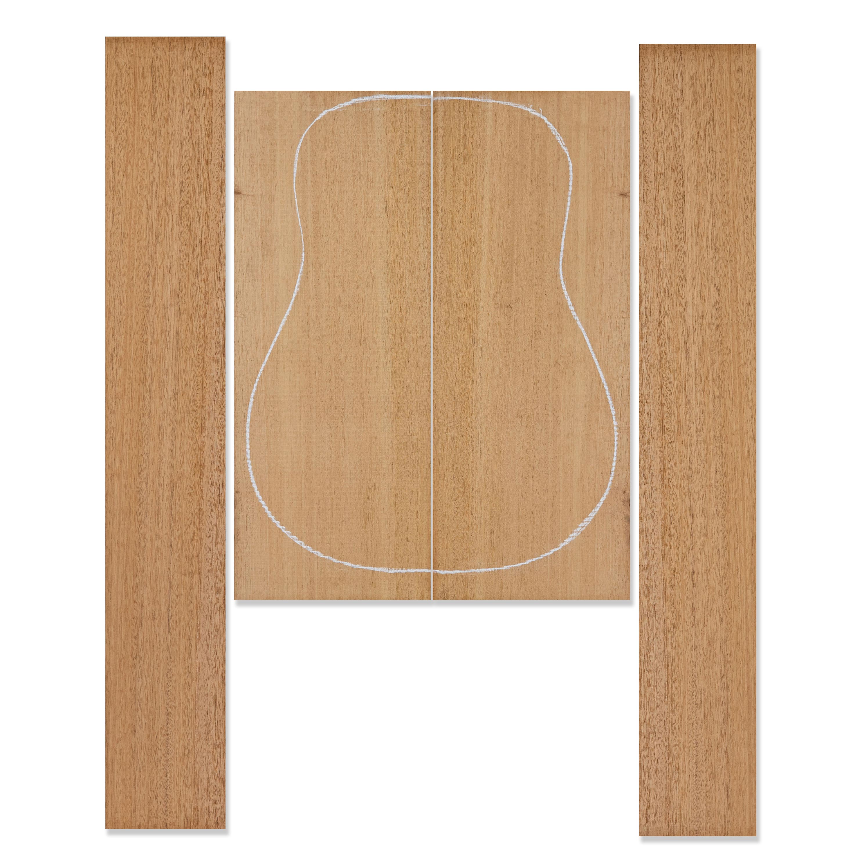 Arrière en acajou hondouran + paire d’éclisses pour guitare Dreadnought