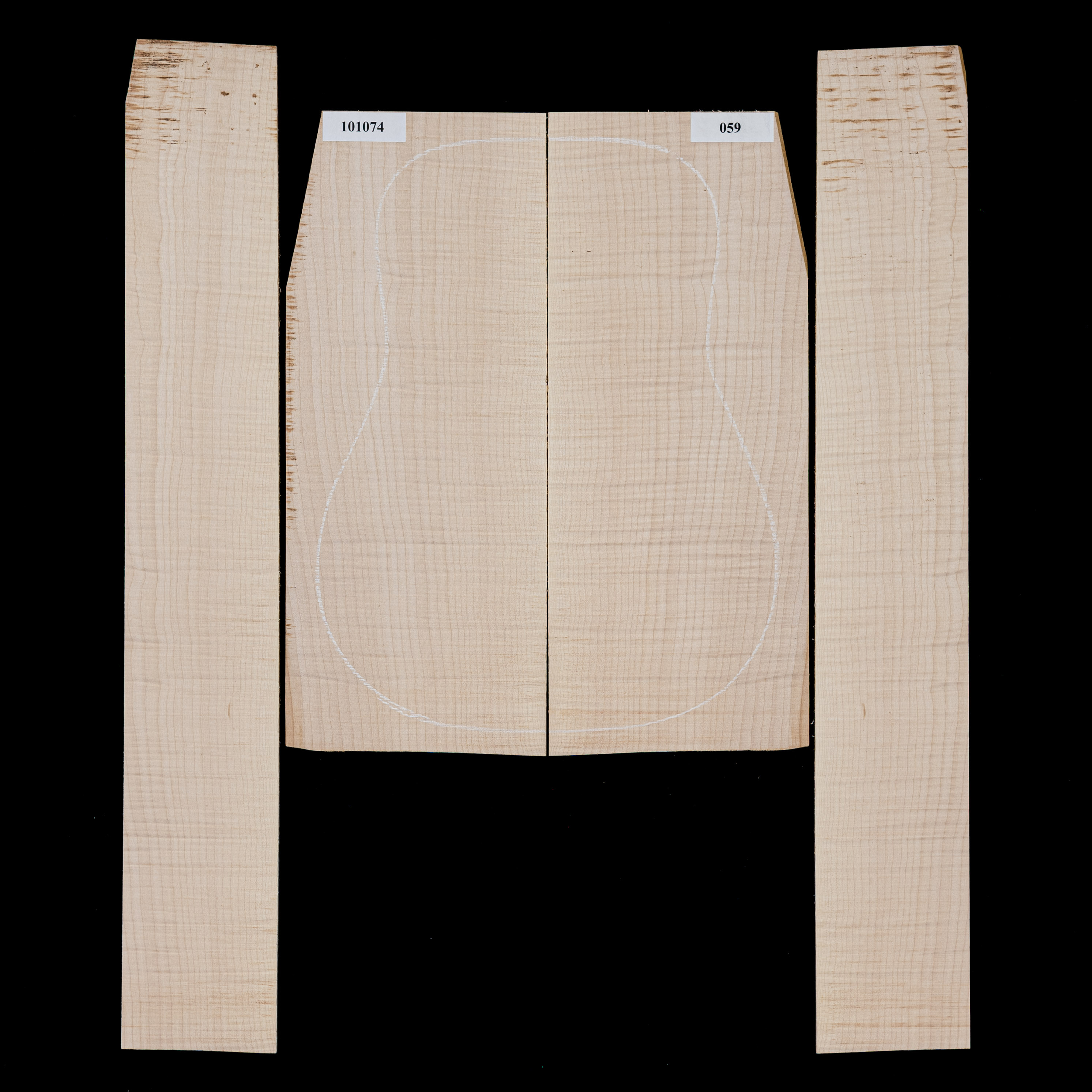 Fond + Paire d’éclisses en érable rouge Big Leaf - 059 Fond + Paire d’éclisses en érable rouge Big Leaf - 059