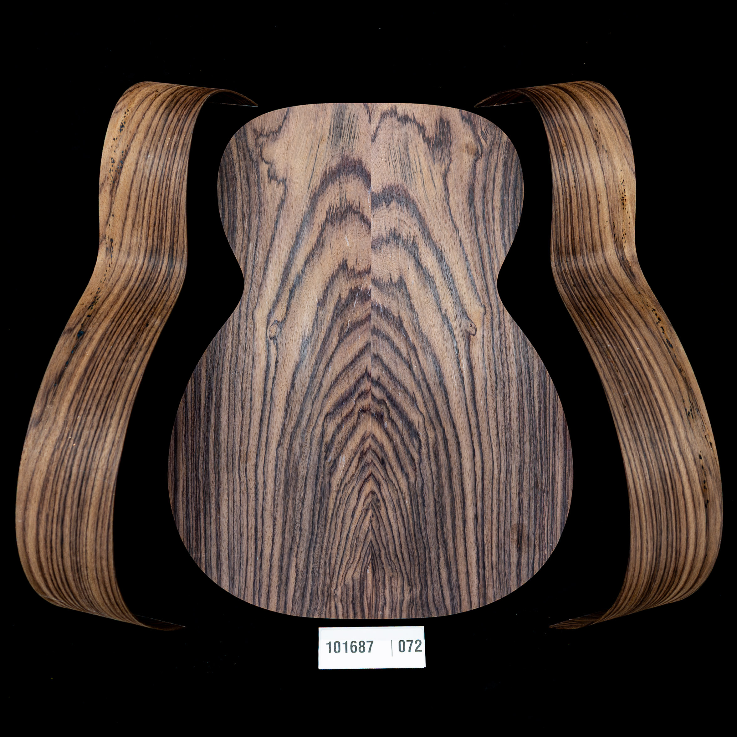 Fond assemblé + Paire d’éclisses cintrées en palissandre d’Inde Wild Grain pour guitare OM - 072