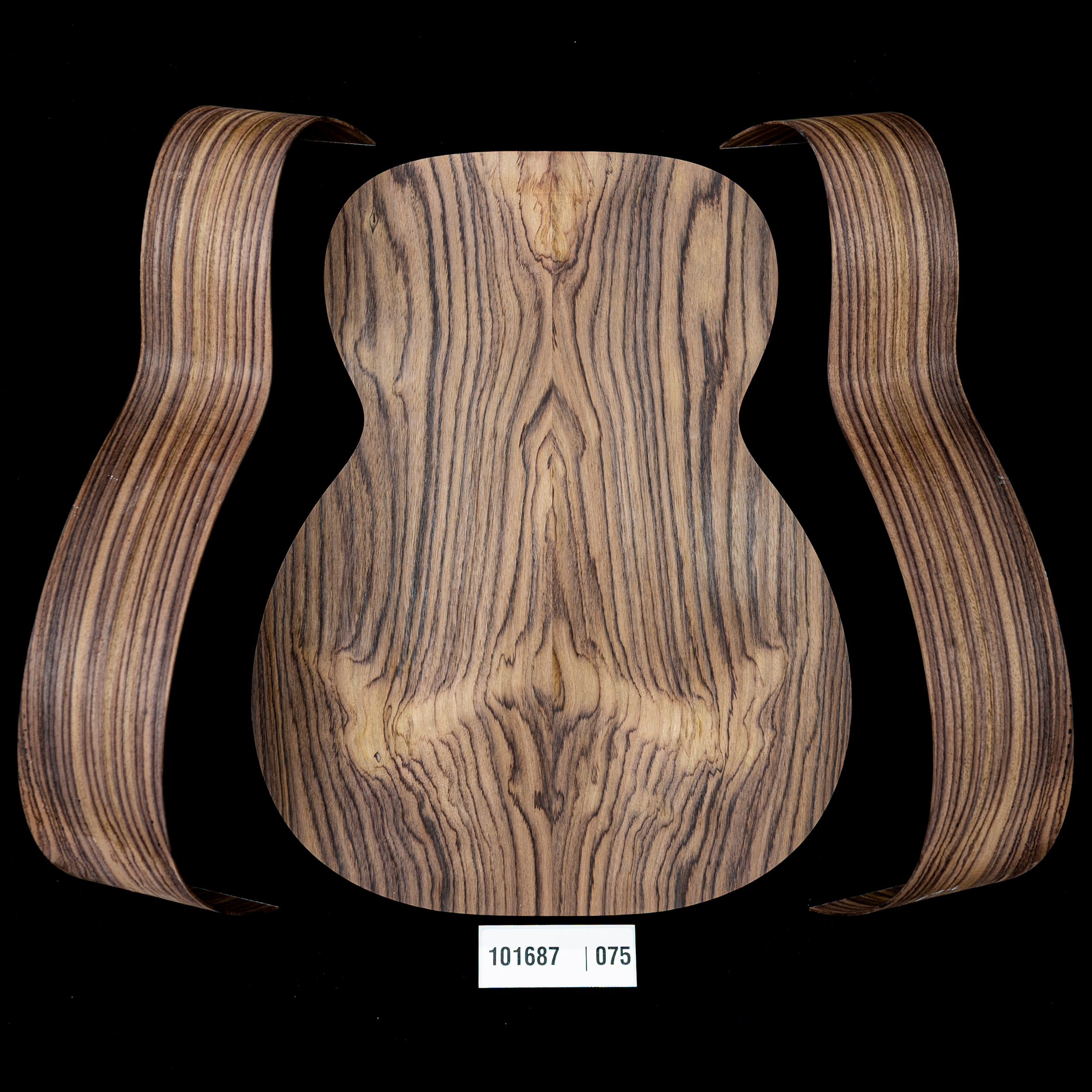 Fond assemblé + Paire d’éclisses cintrées en palissandre d’Inde Wild Grain pour guitare OM - 075