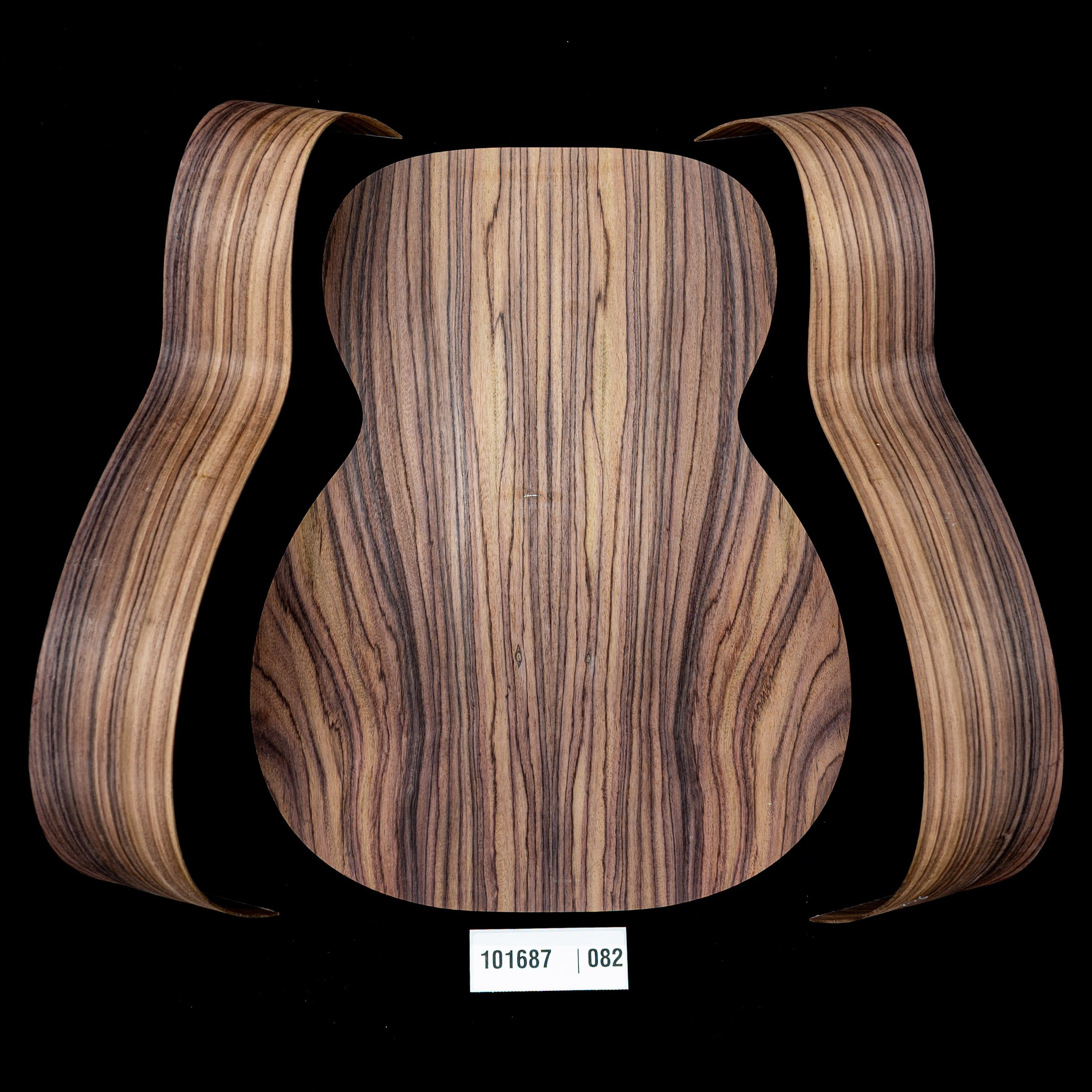 Fond assemblé + Paire d’éclisses cintrées en palissandre d’Inde Wild Grain pour guitare OM - 082