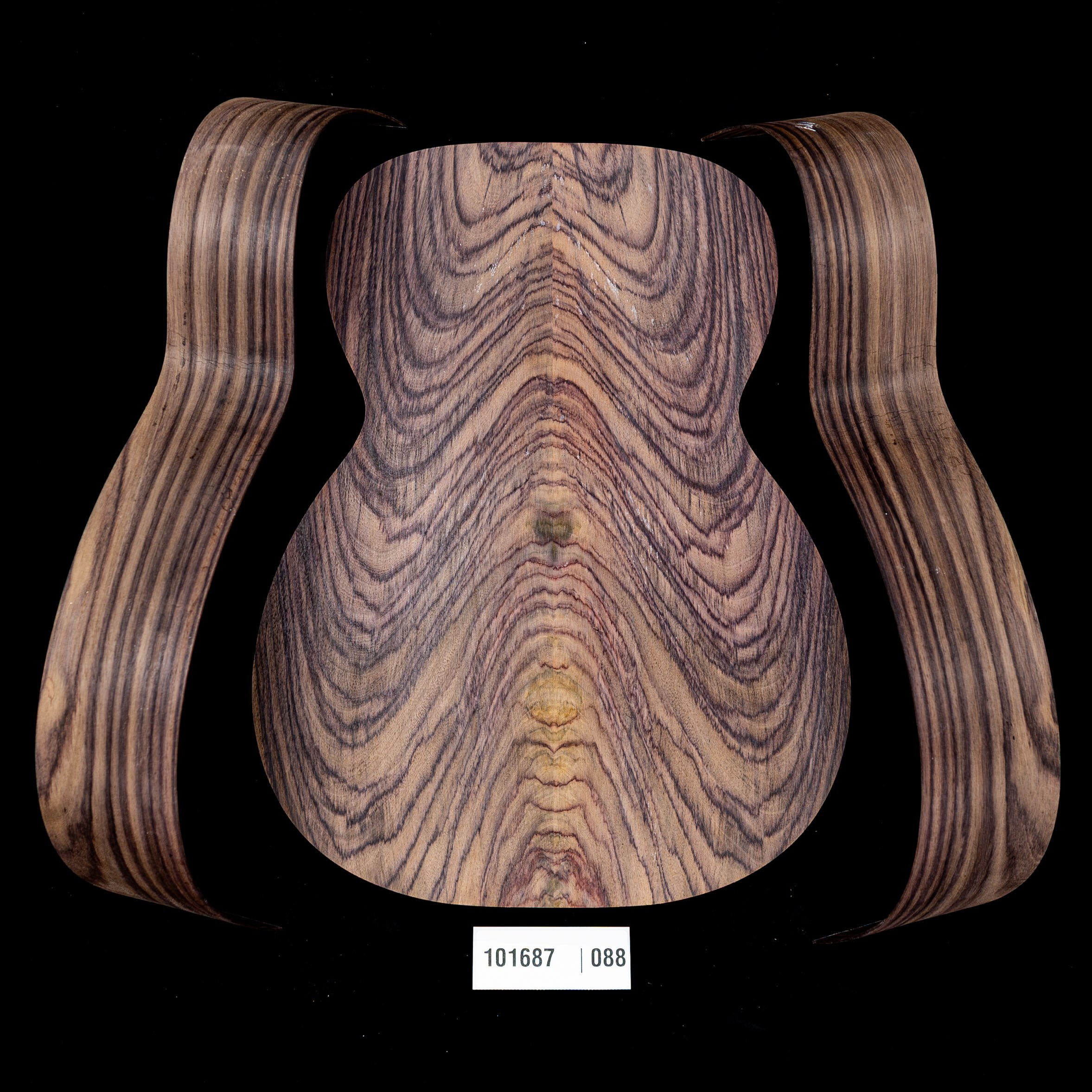 Fond assemblé + Paire d’éclisses cintrées en palissandre d’Inde Wild Grain pour guitare OM - 088