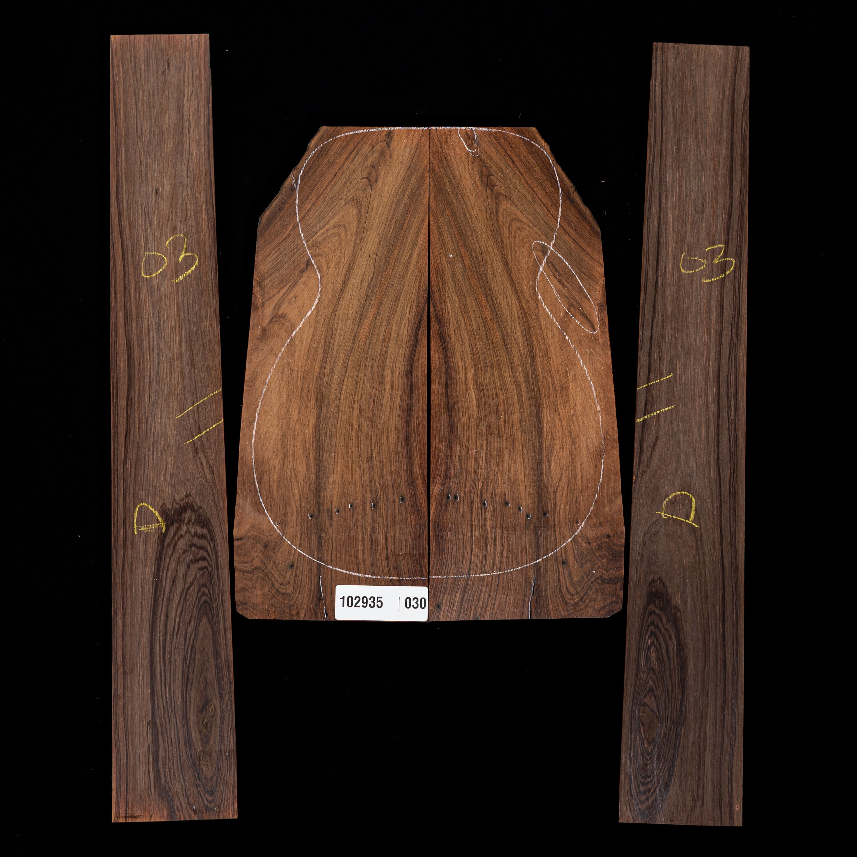 Arrière en palissandre brésilien + paire d’éclisses - 030