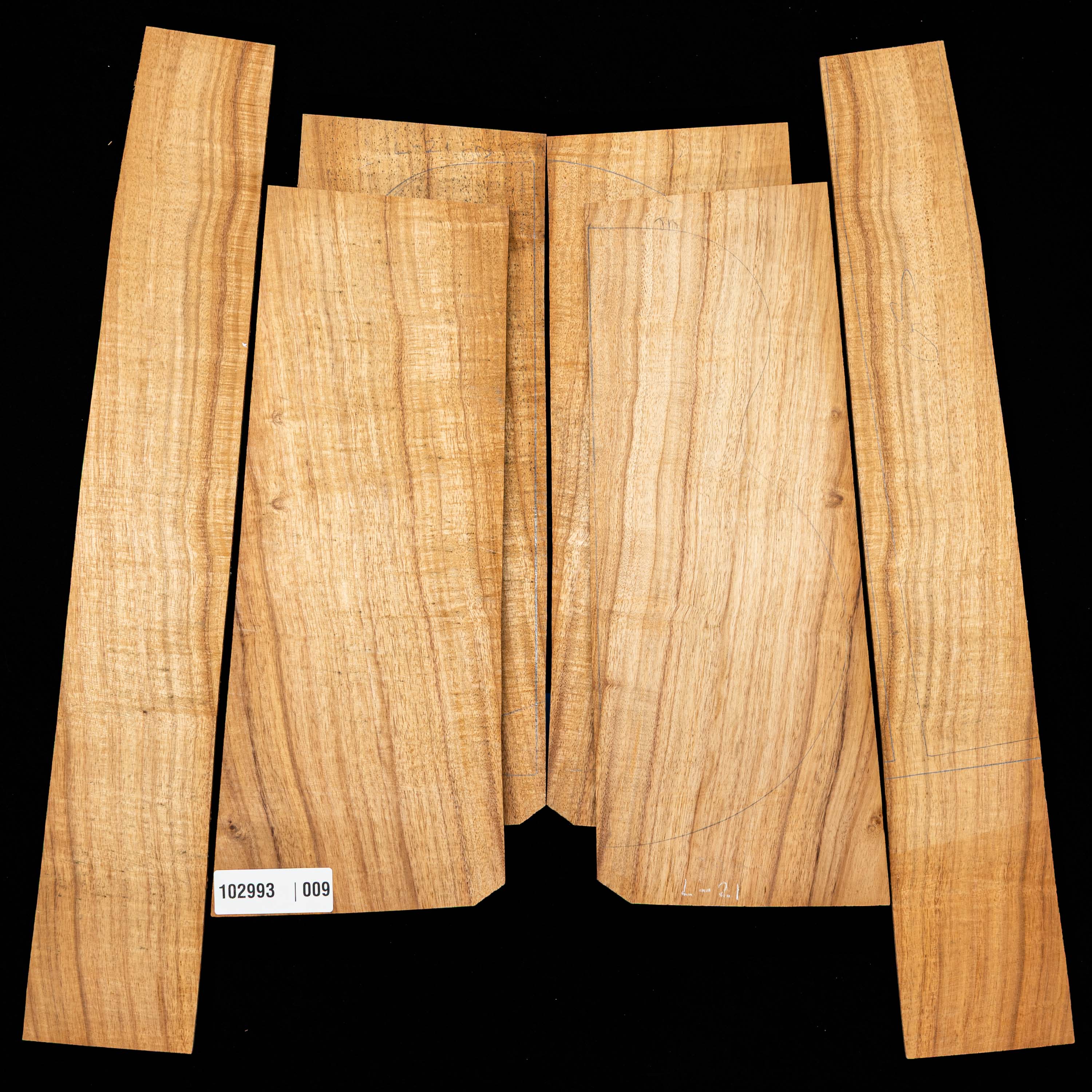 Top Koa + dos + paire d’éclisses - 009