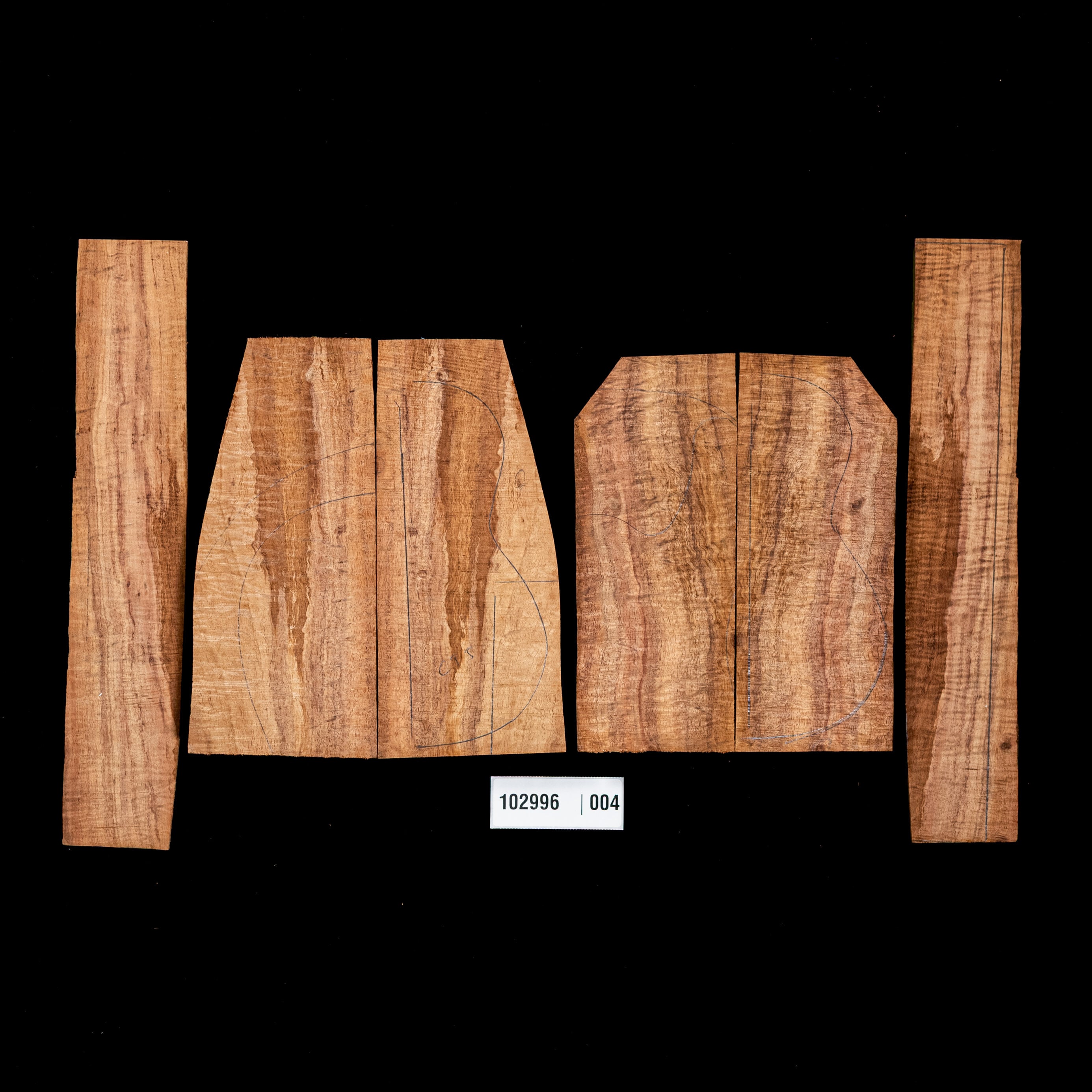 High-Flame Koa Top + Back + Sides Set for Concert Ukulele - 004