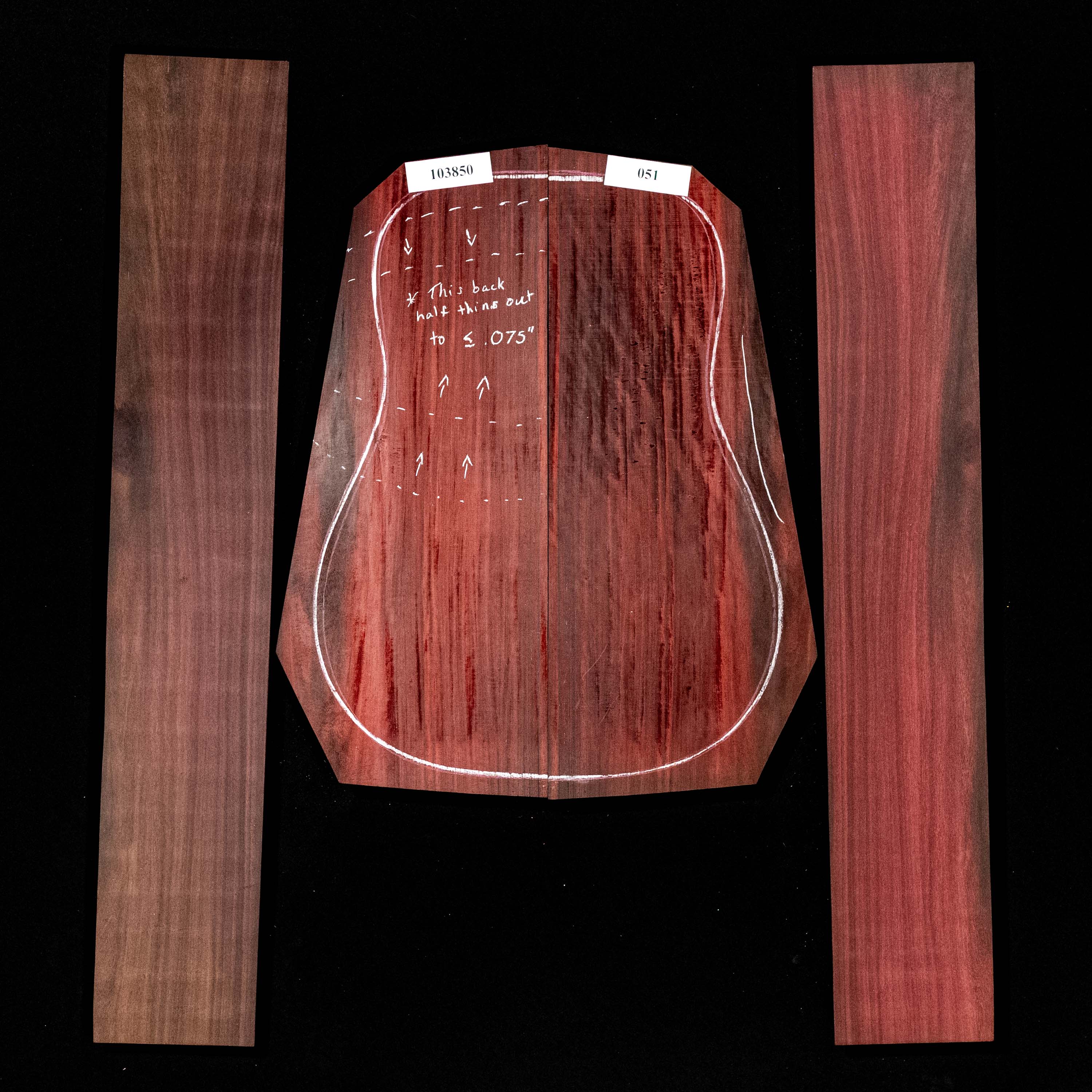 Fond + Paire d’éclisses en palissandre - 051 Fond + Paire d’éclisses en palissandre - 051