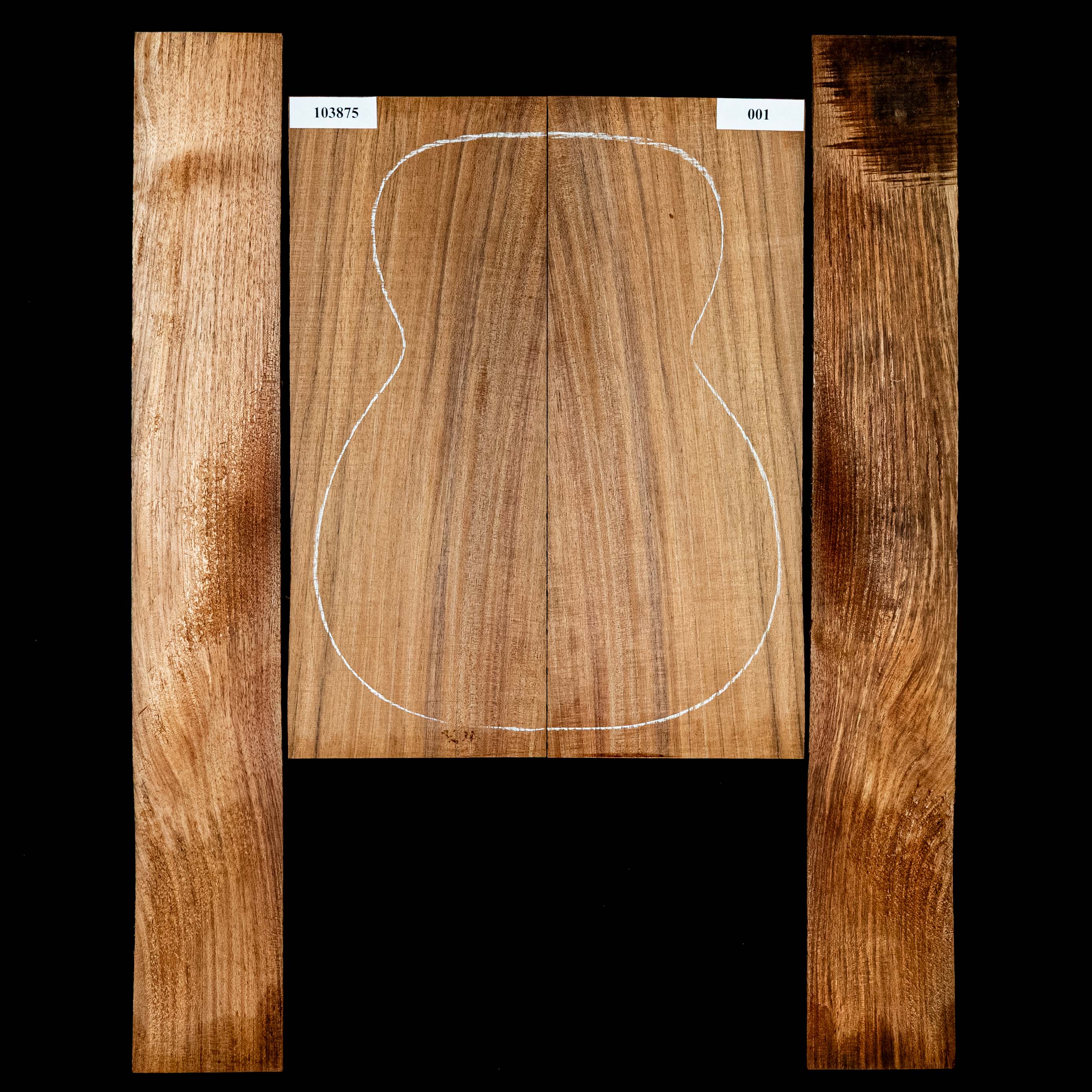 Fond + Paire d’éclisses en bois noir de Tasmanie - 0,1