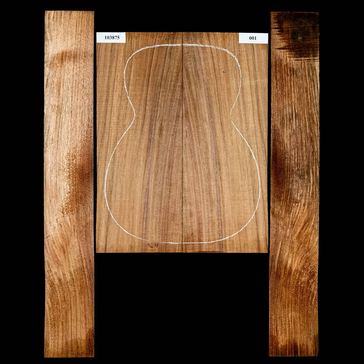 Fond + Paire d’éclisses en bois noir de Tasmanie - 0,1 Fond + Paire d’éclisses en bois noir de Tasmanie - 0,1