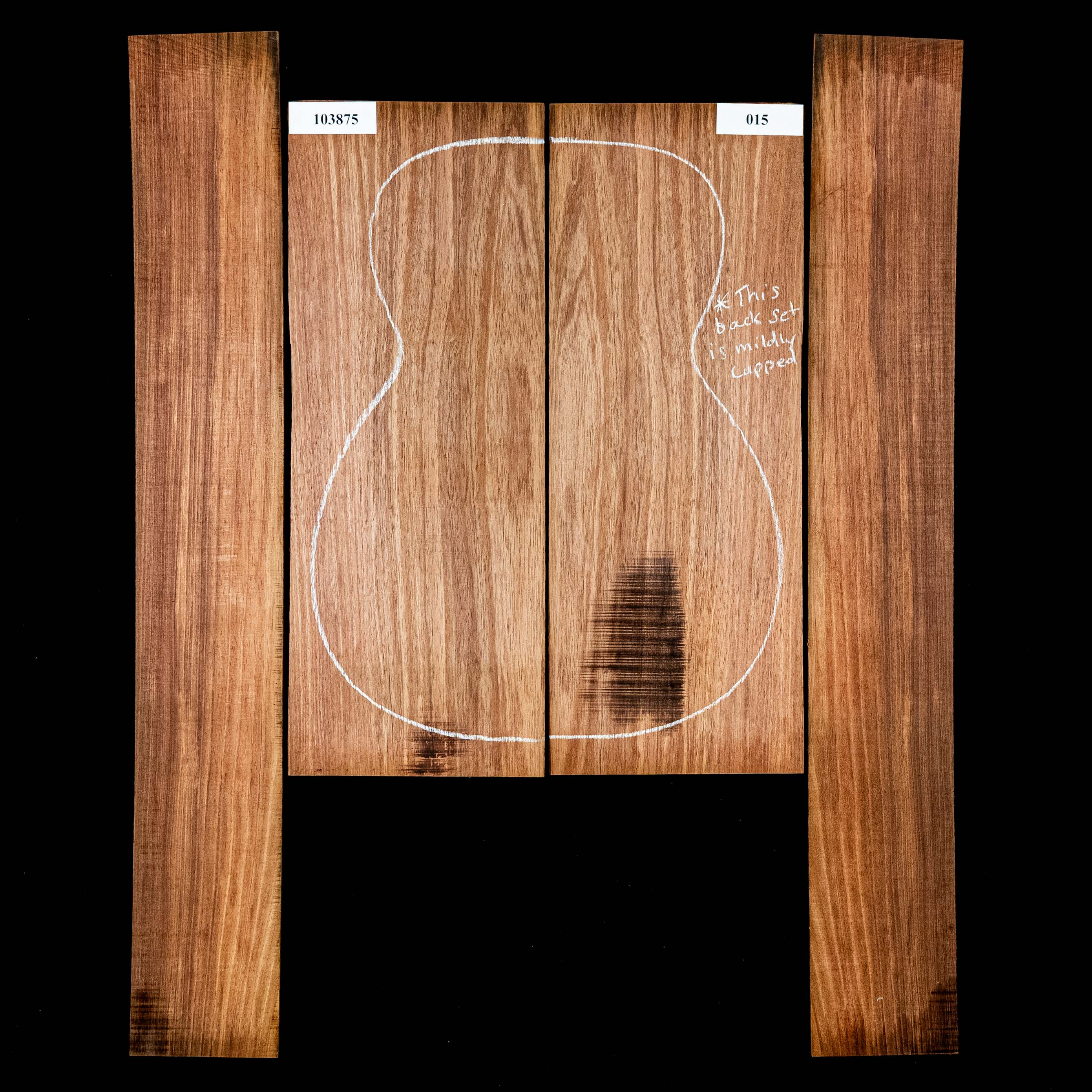 Fond + Paire d’éclisses en bois noir de Tasmanie - 015