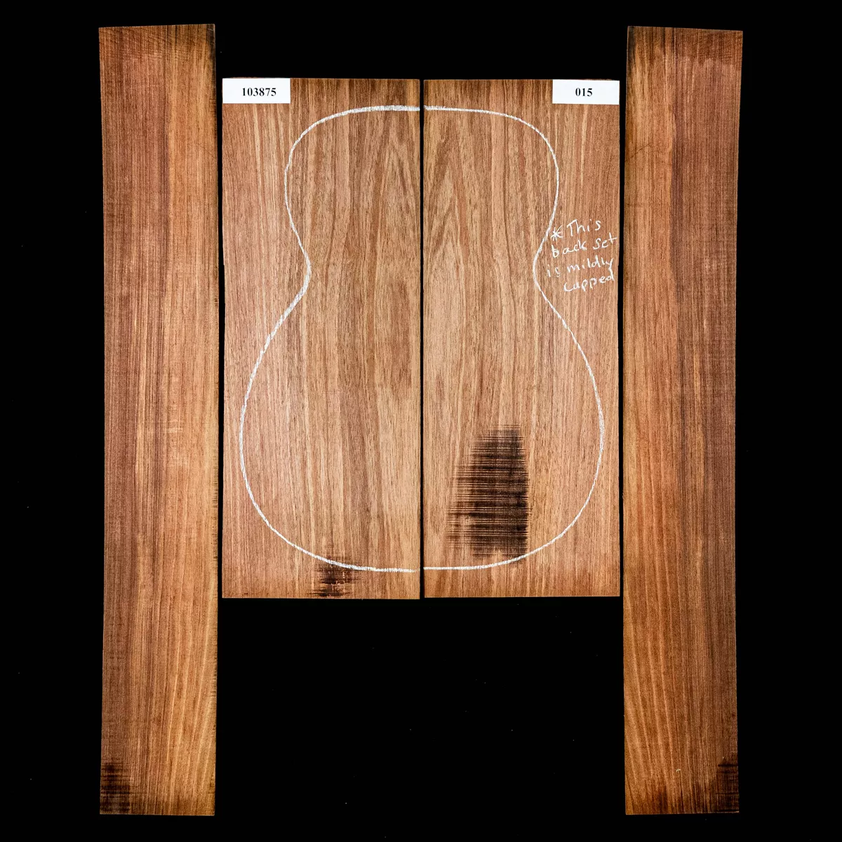 Fond + Paire d’éclisses en bois noir de Tasmanie - 0,5 Fond + Paire d’éclisses en bois noir de Tasmanie - 0,5