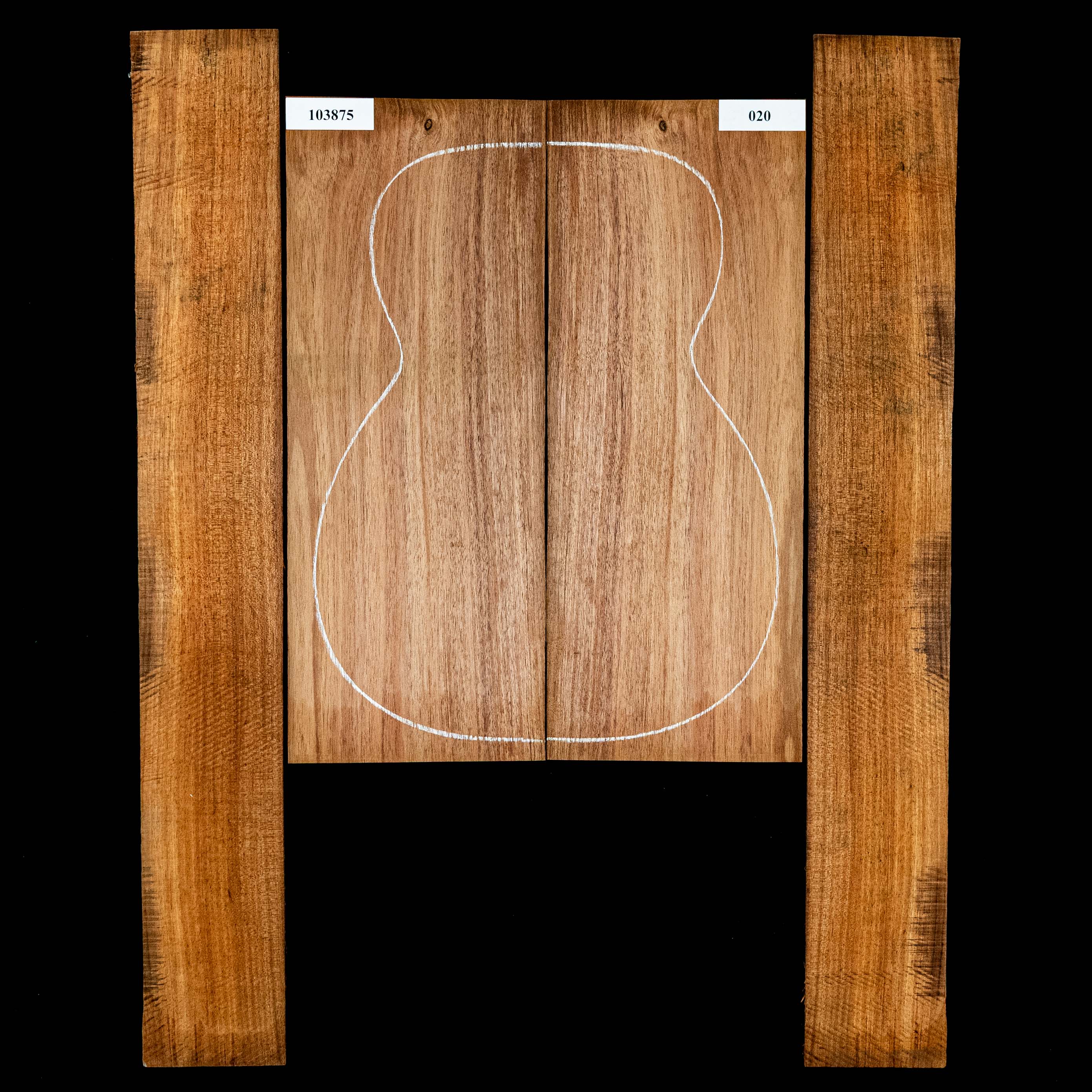 Fond + Paire d’éclisses en bois noir de Tasmanie - 020 Fond + Paire d’éclisses en bois noir de Tasmanie - 020