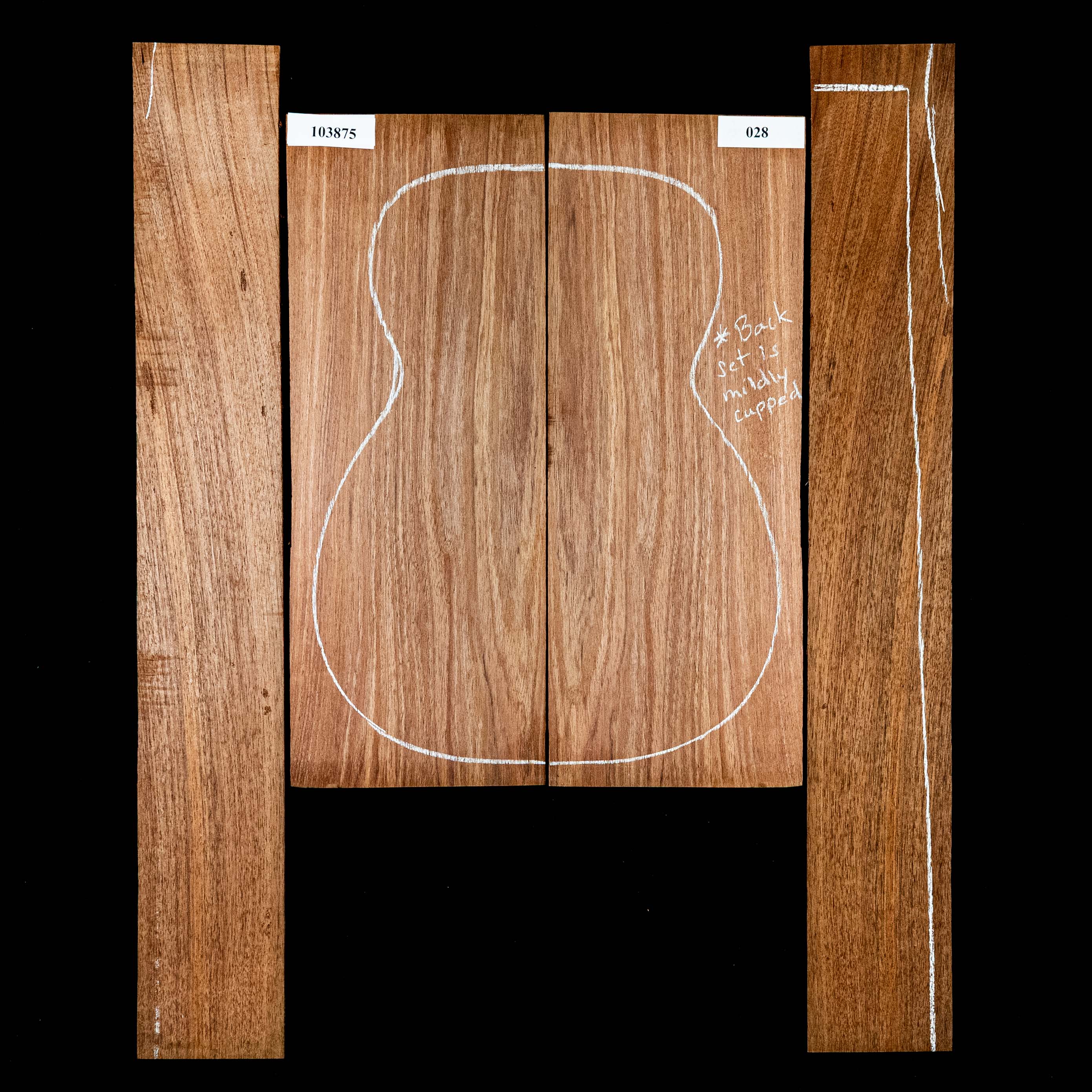 Fond + Paire d’éclisses en bois noir de Tasmanie - 028 Fond + Paire d’éclisses en bois noir de Tasmanie - 028