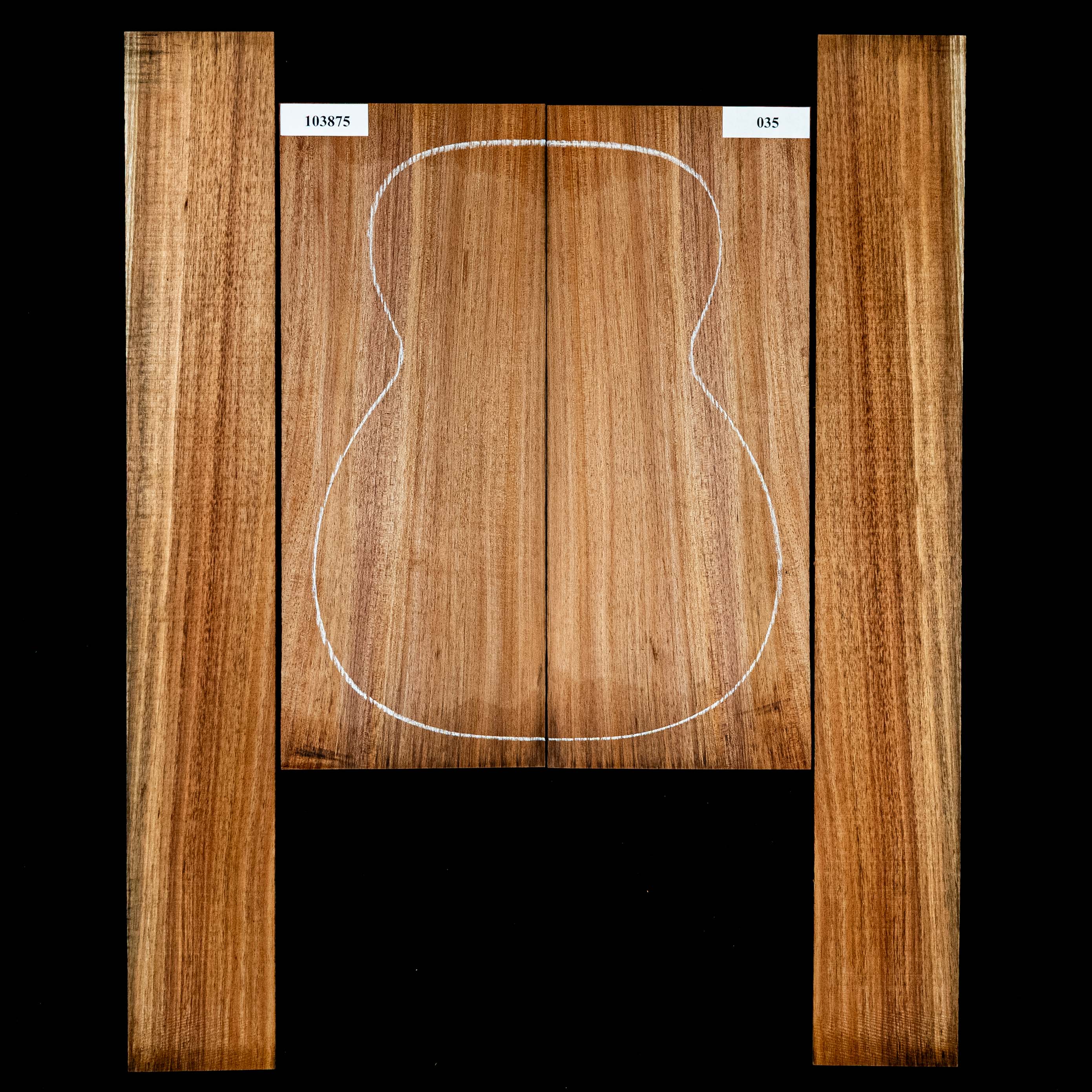 Fond + Paire d’éclisses en bois noir de Tasmanie - 035 Fond + Paire d’éclisses en bois noir de Tasmanie - 035