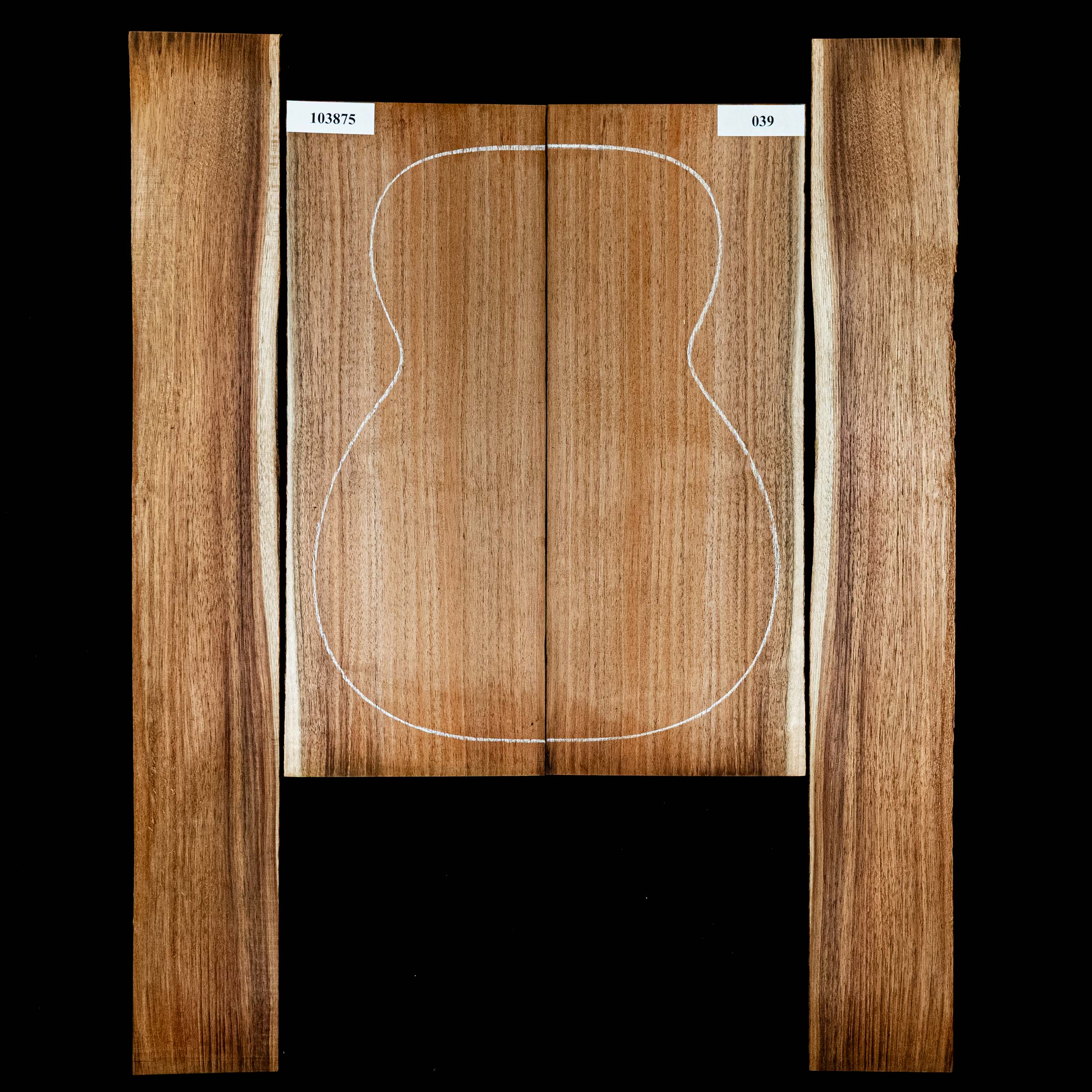 Fond + Paire d’éclisses en bois noir de Tasmanie - 039 Fond + Paire d’éclisses en bois noir de Tasmanie - 039