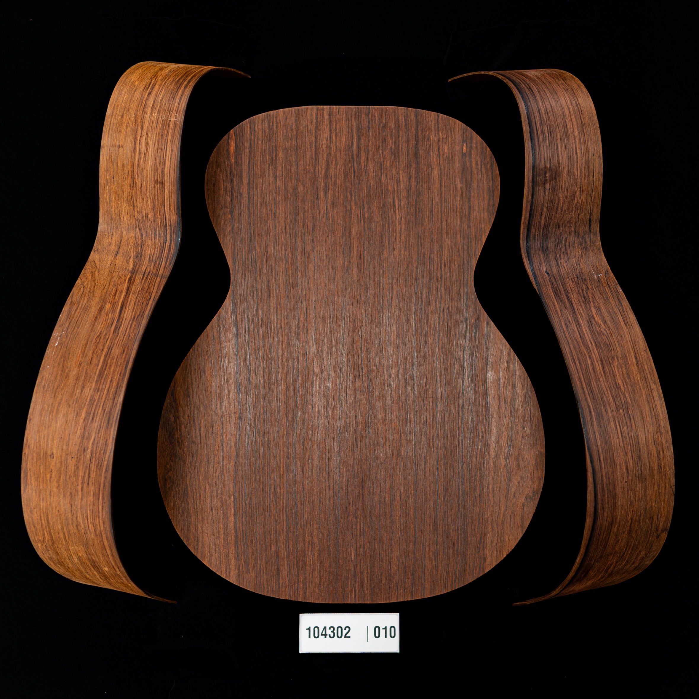Ensemble palissandre Madagascar joint dans le dos + paire d’éclisses pliées pour guitare OM - 010